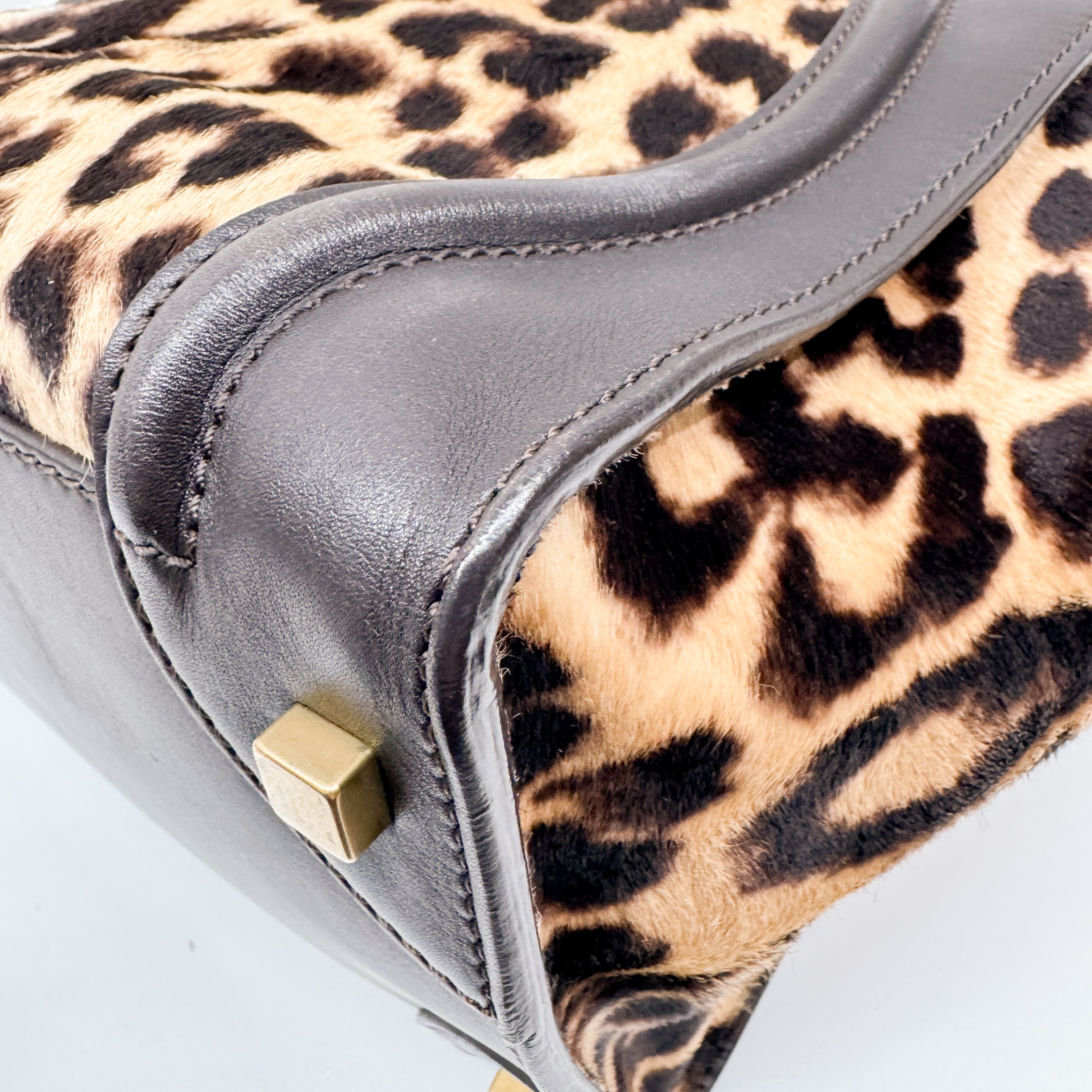 Luggage Micro Leopard Print Pony Hair Hand Bag
