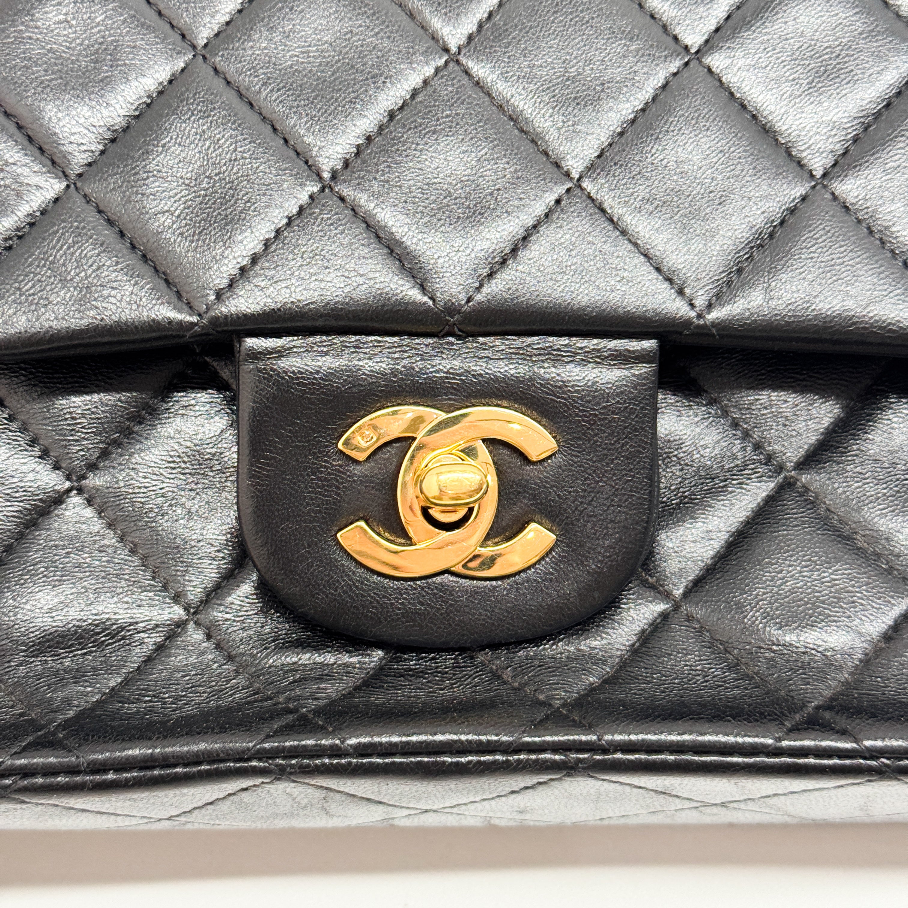 Classic Flap Black Lambskin Leather Shoulder Bag