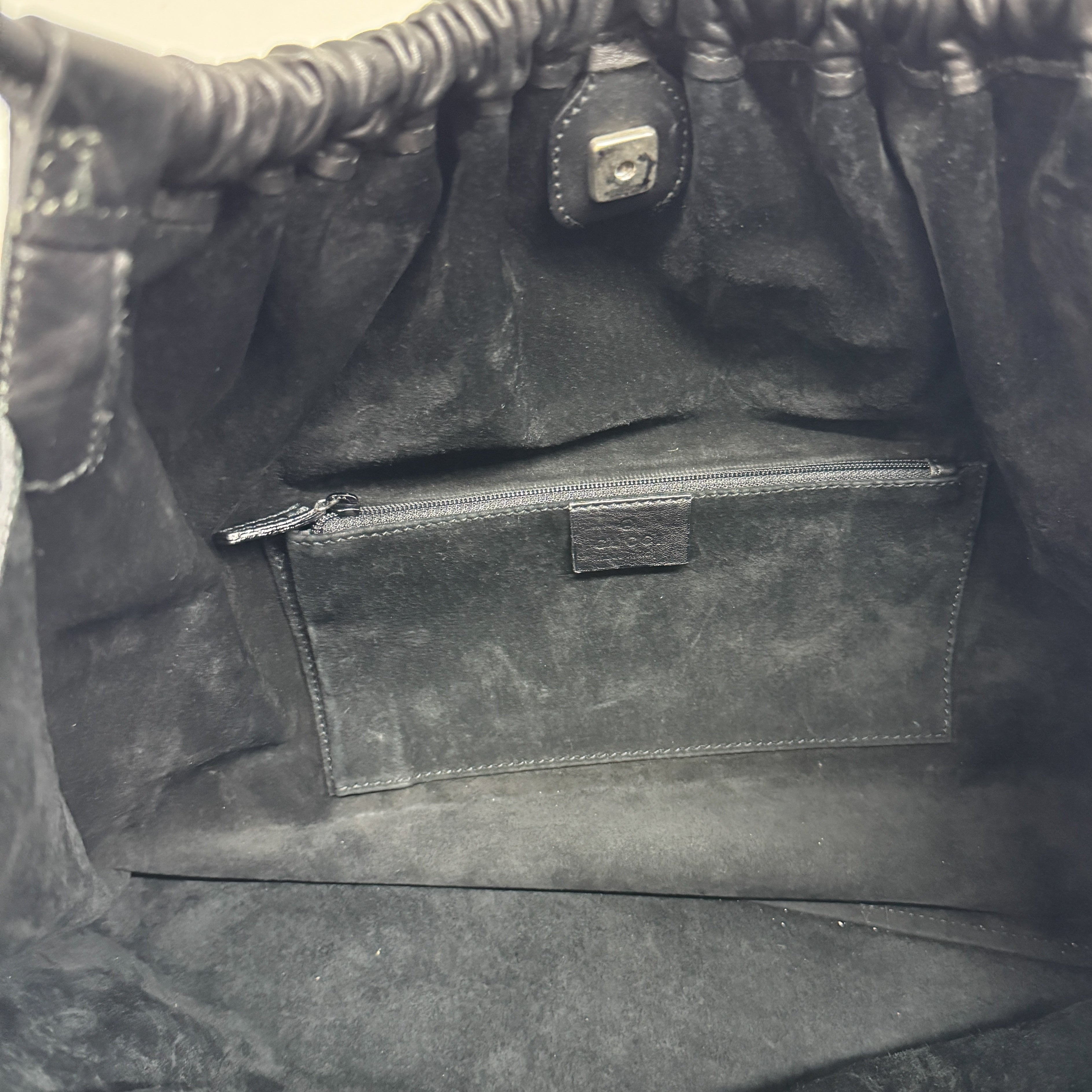 Black Leather Hobo Shoulder Bag