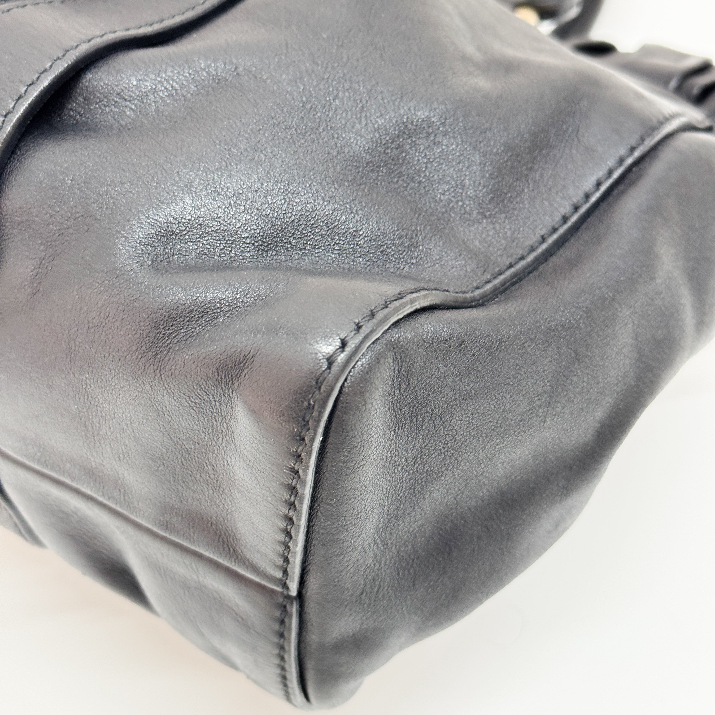 Vitello Black Calfskin Leather Two Way Bag