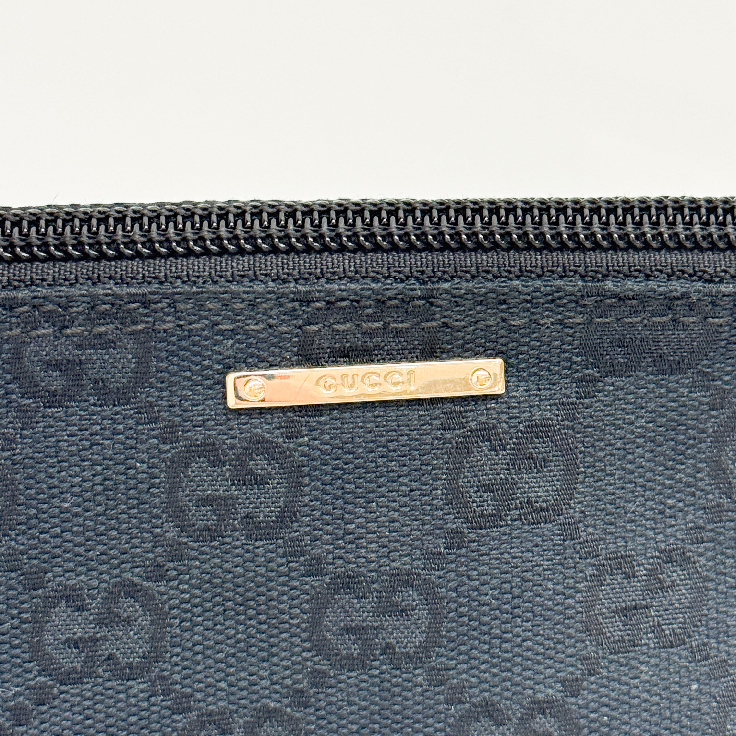 GG Black Canvas Boat Shoulder Bag