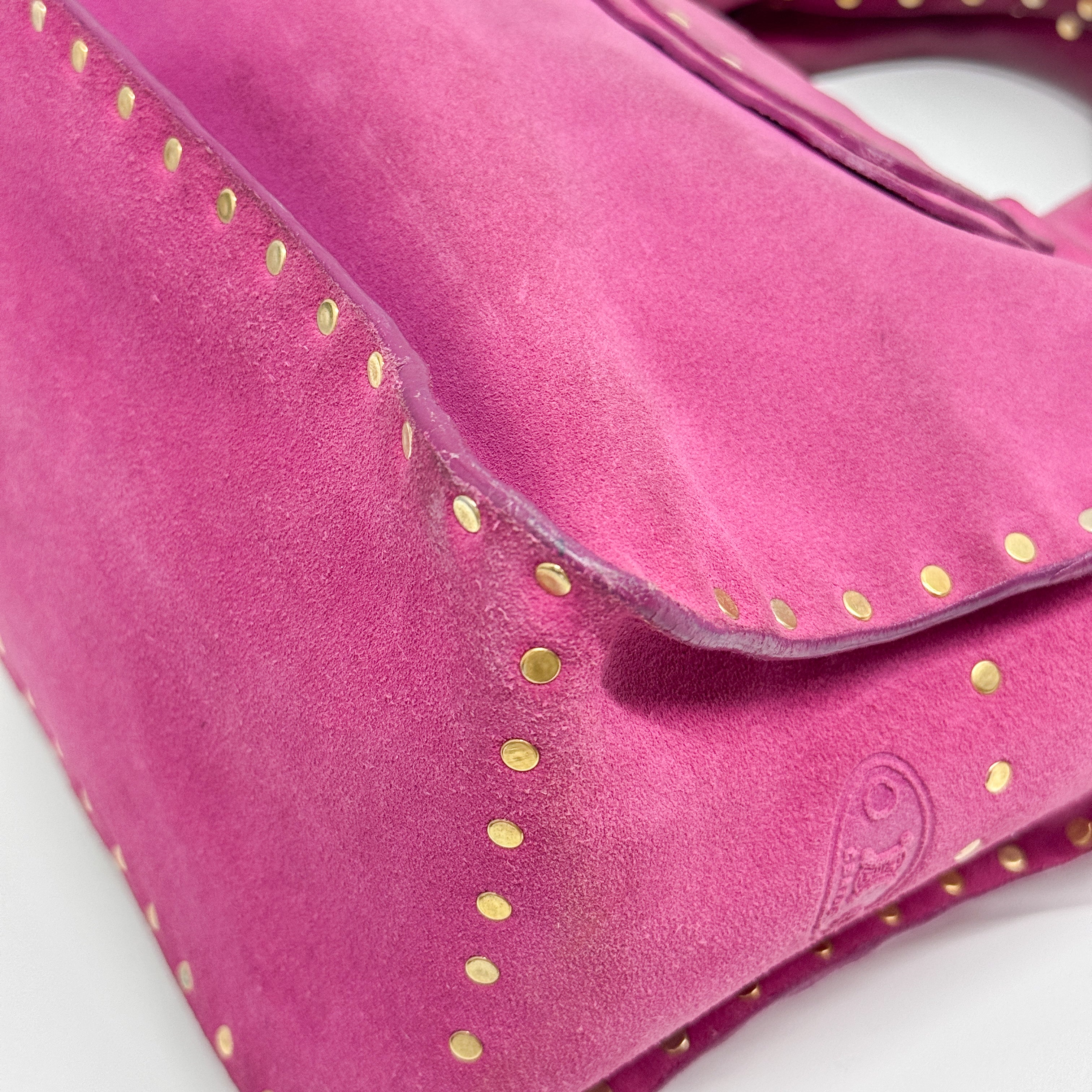 Boogie Pink Studded Suede Hand Bag