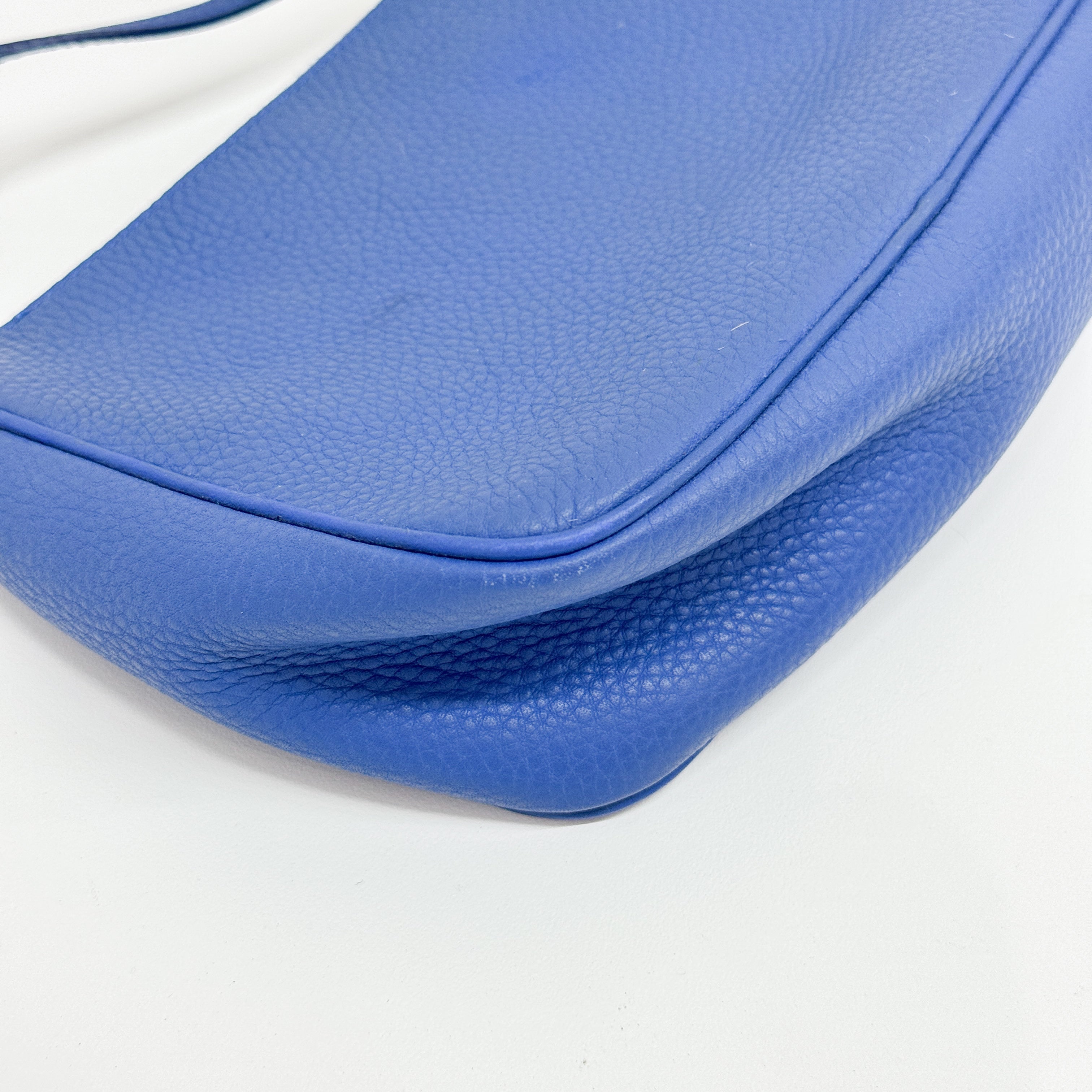 Blue Leather Mini Handle Bag