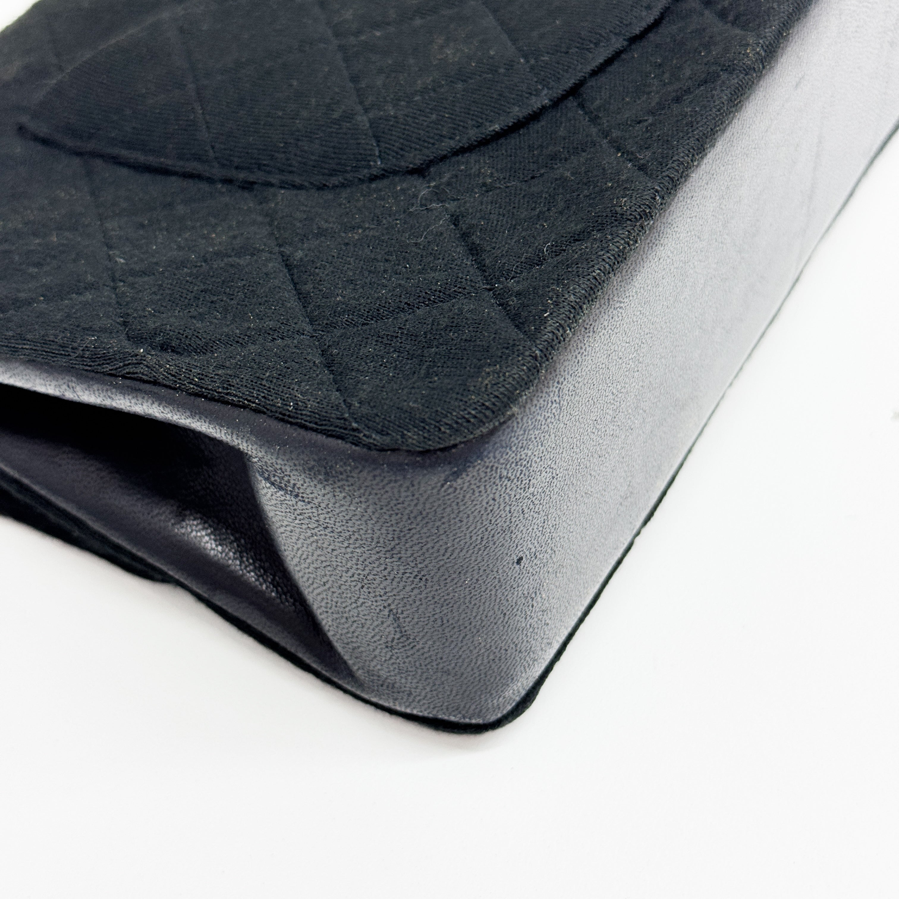 Timeless Double Flap Black Cotton Shoulder Bag