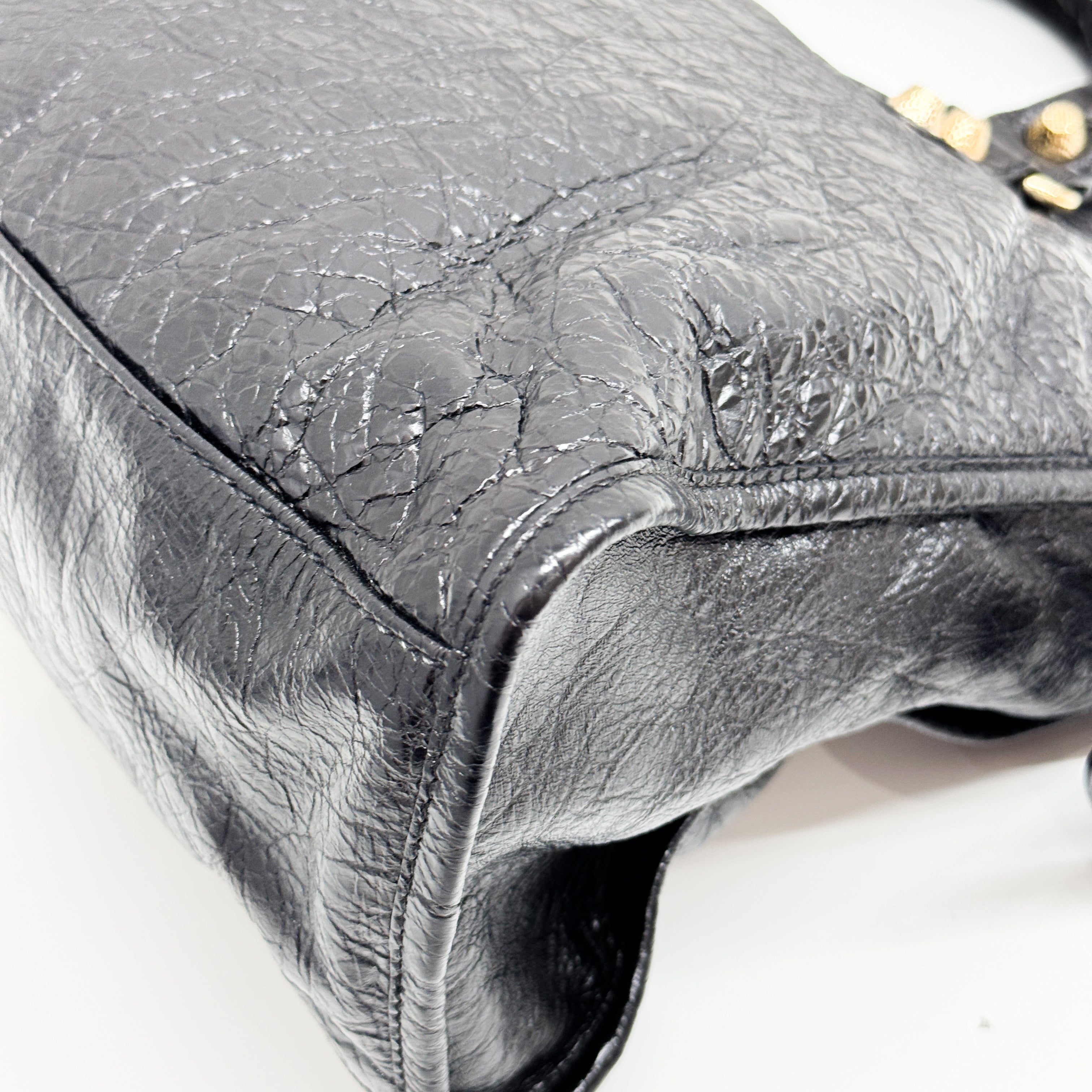 The City Black Calfskin Leather Two Way Bag