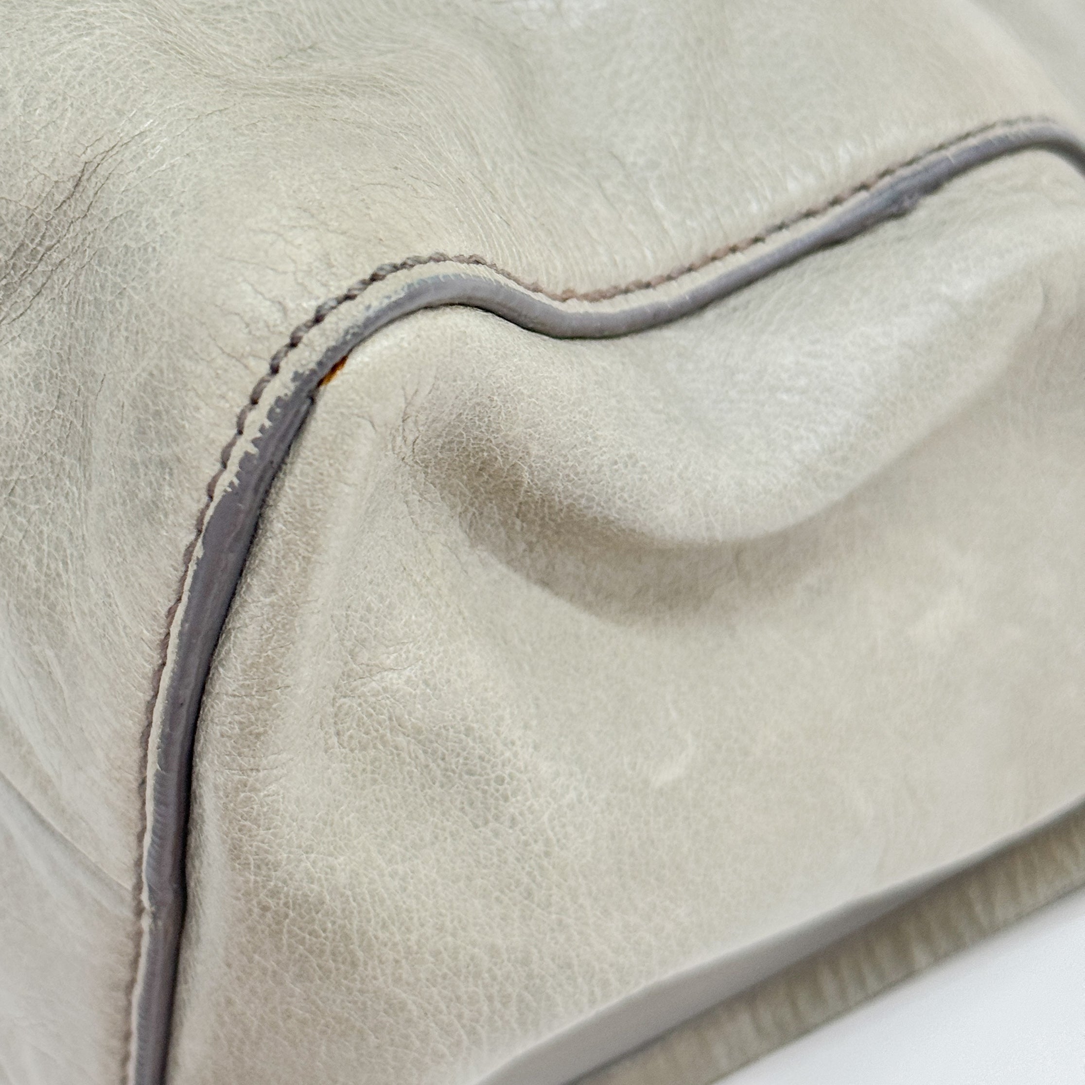 Vitello Beige Calfskin Leather Two Way Bag