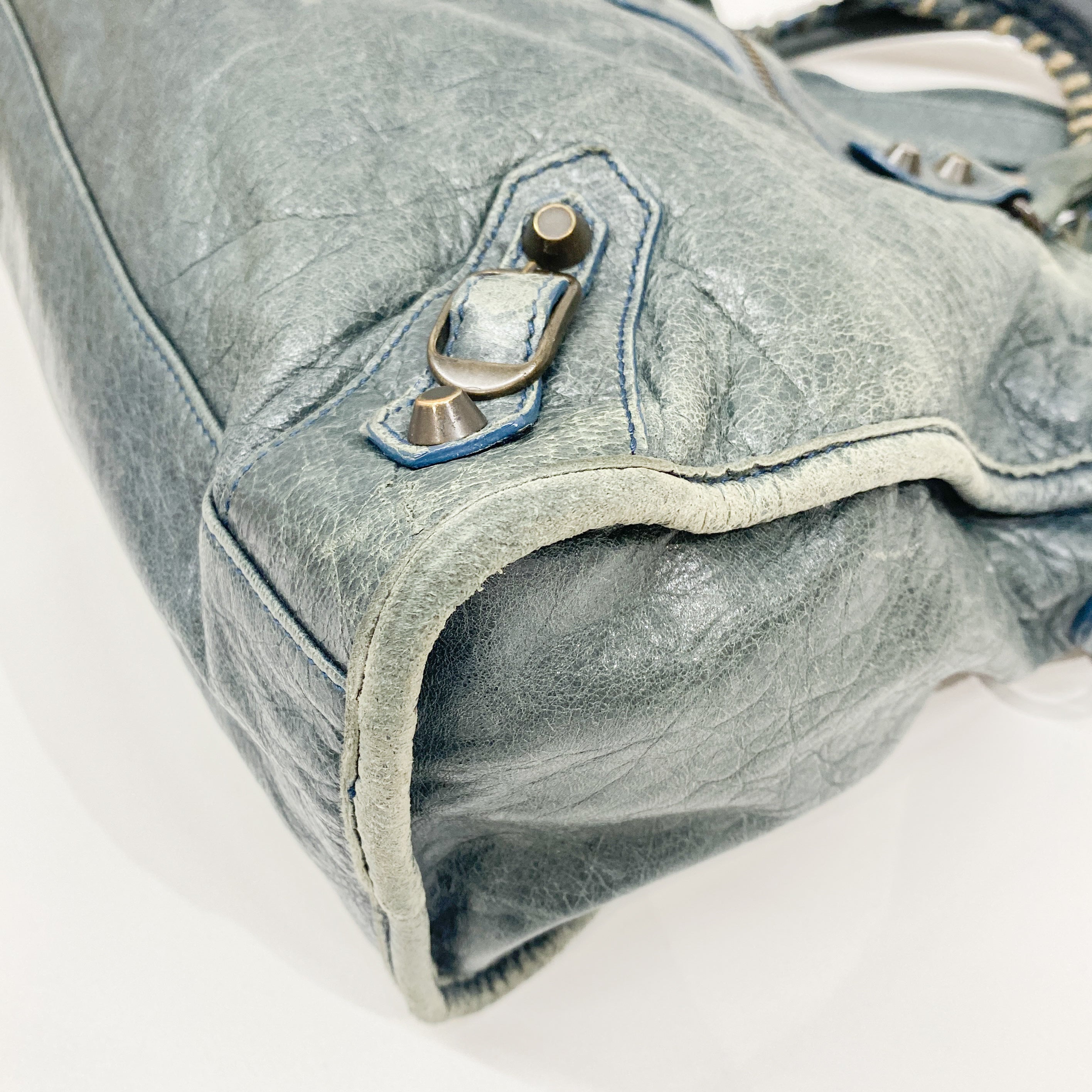 The City Green Calfskin Leather Two Way Bag