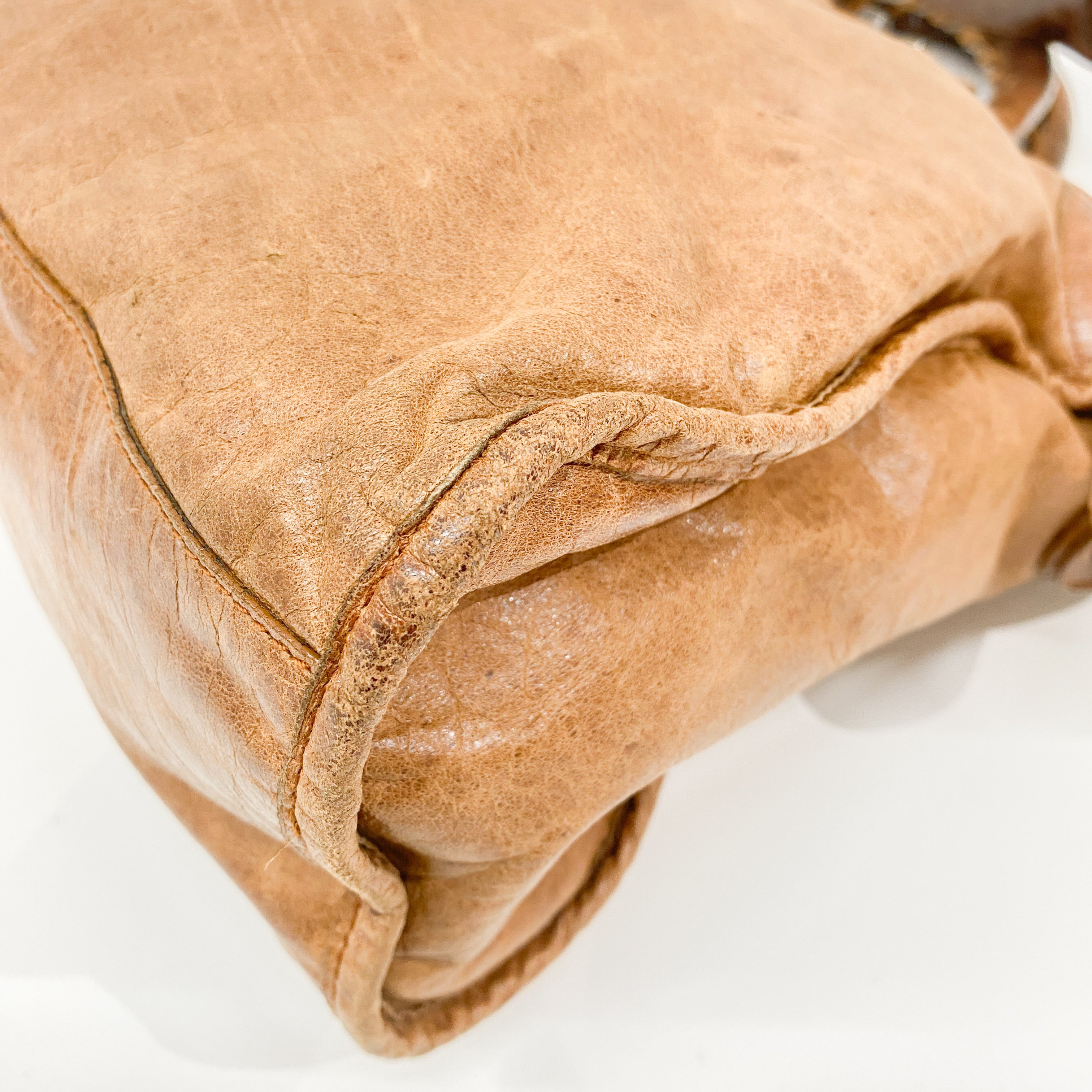 The City Brown Calfskin Leather Two Way Bag