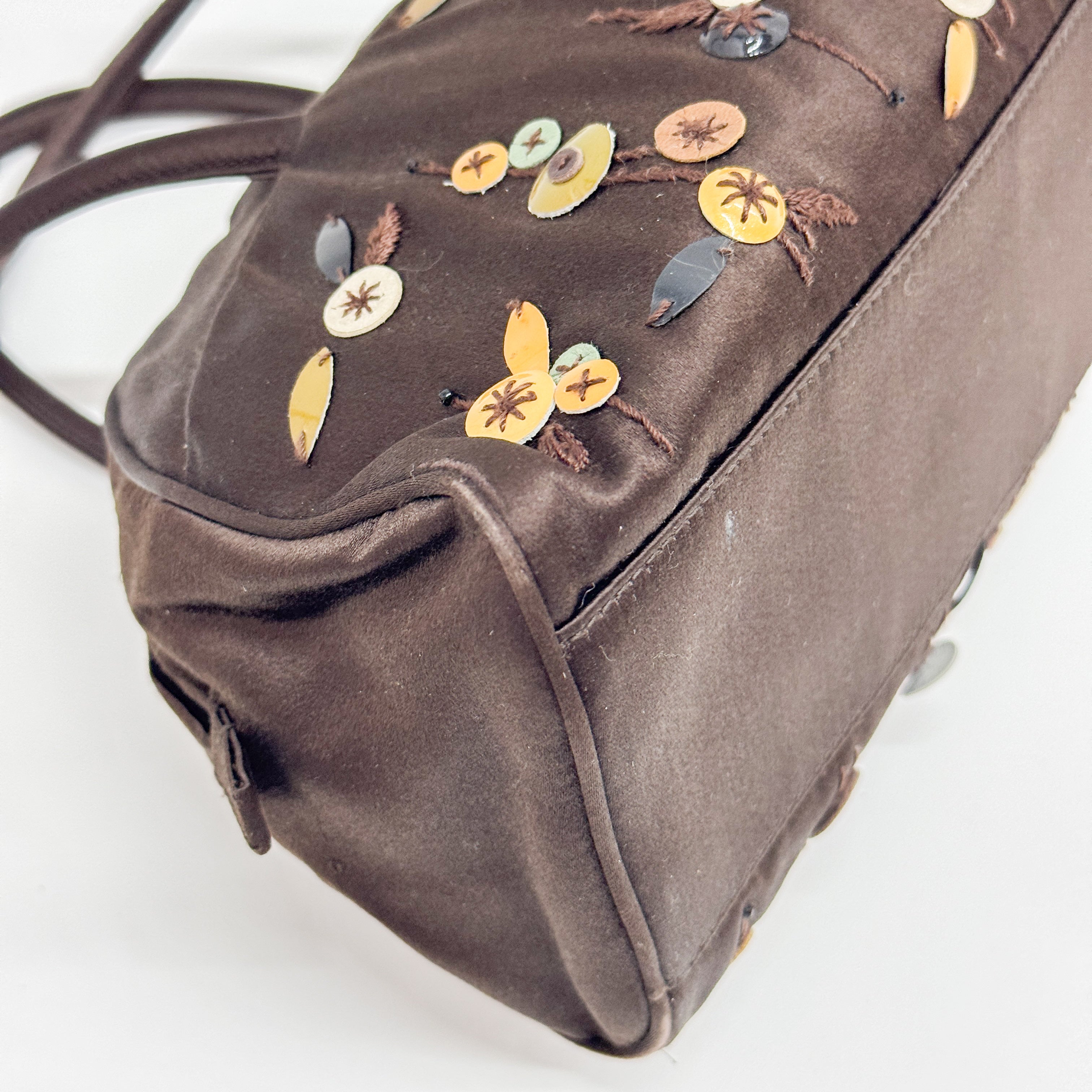 Vintage Black Beaded Satin Hand Bag