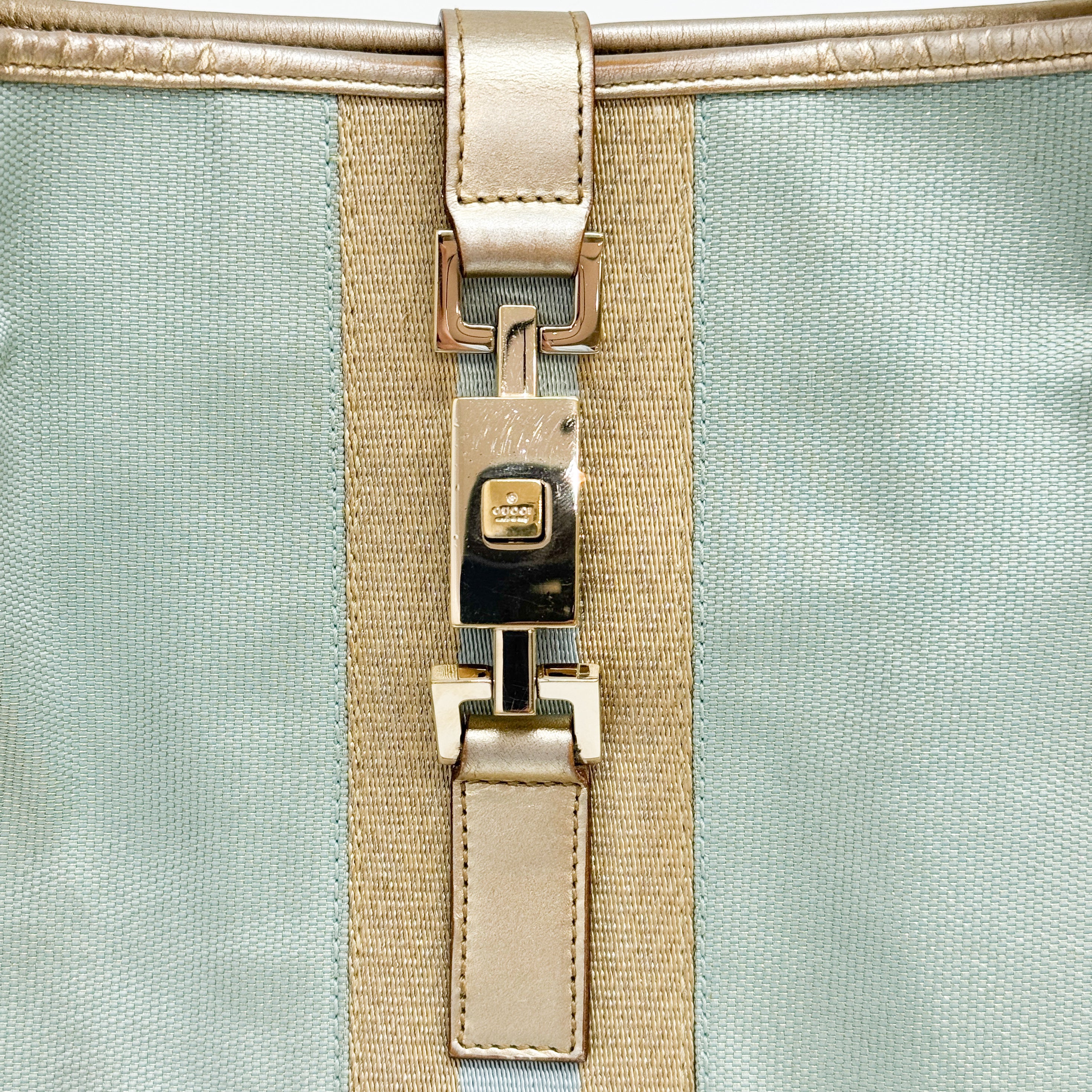 Jackie Blue & Gold Canvas Shoulder Bag