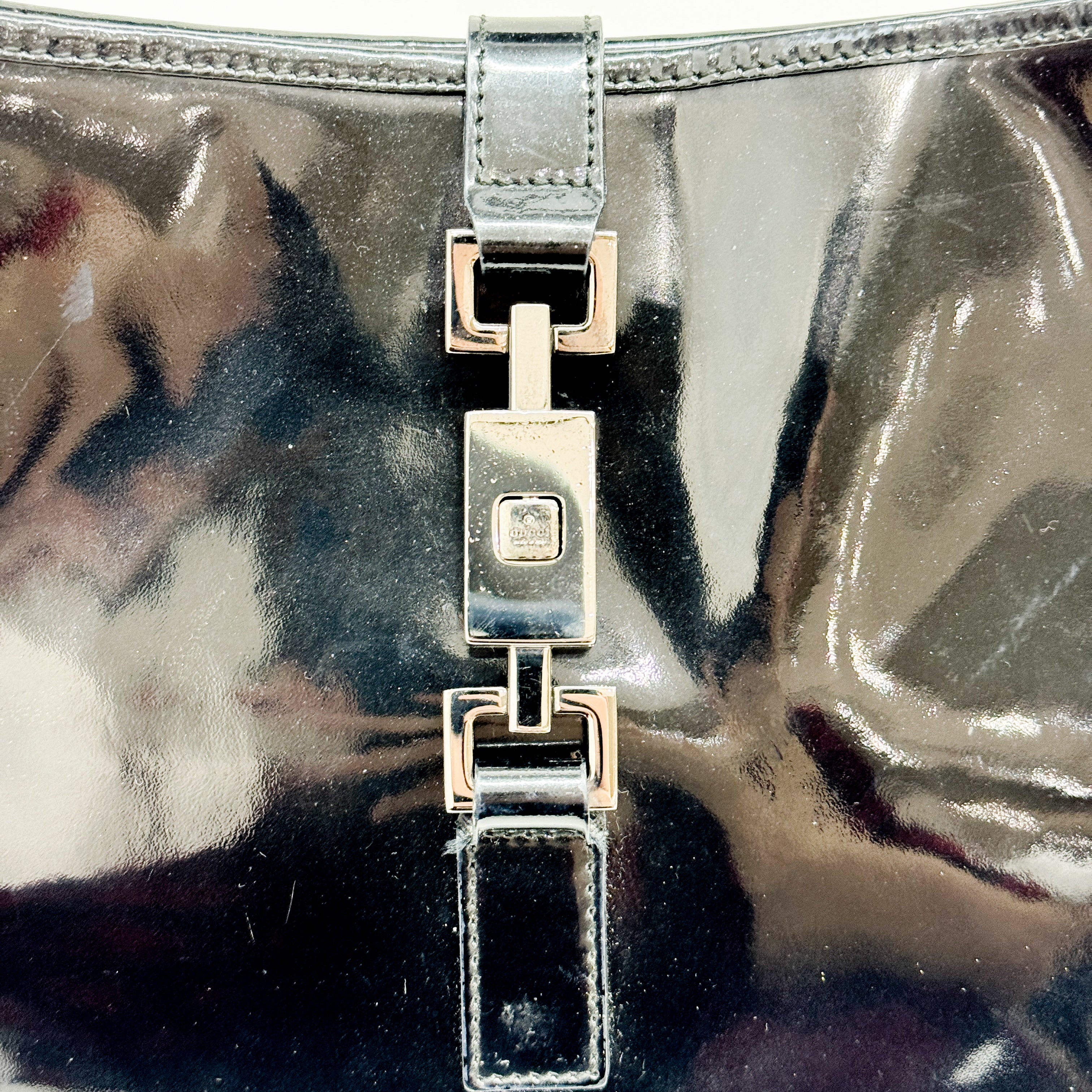 Jackie Black Patent Leather Shoulder Bag