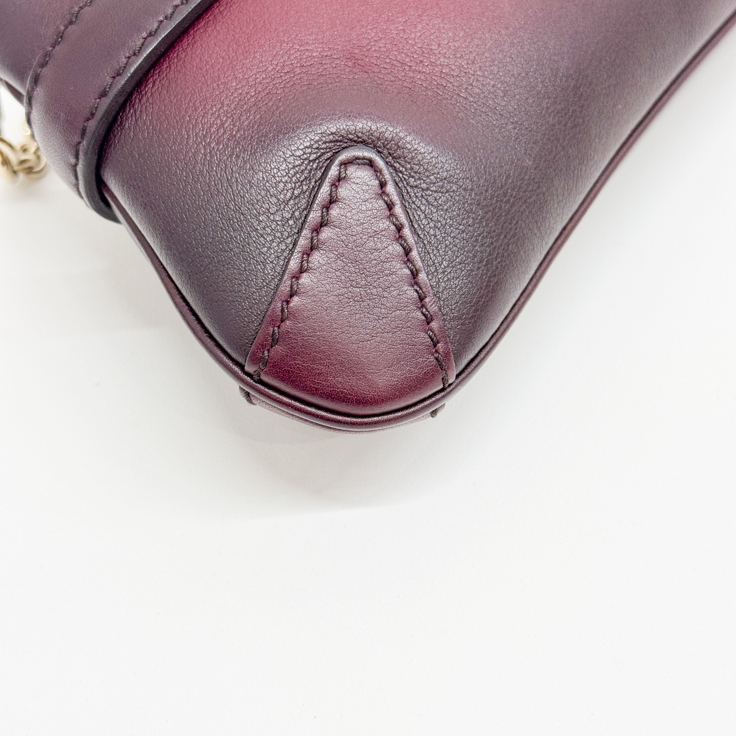 Horsebit Burgundy Ombrė Leather Shoulder Bag