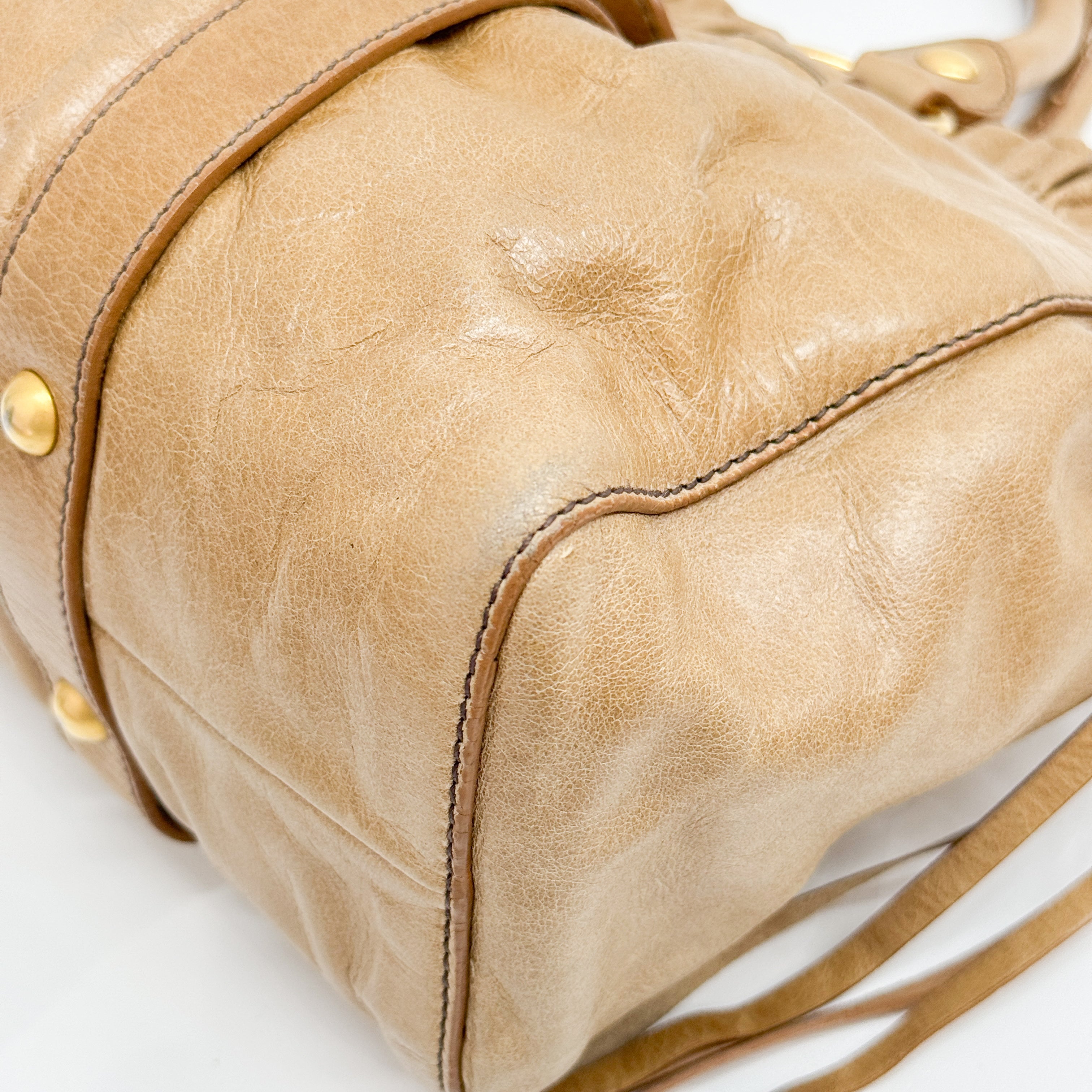 Vitello Brown Calfskin Leather Two Way Bag