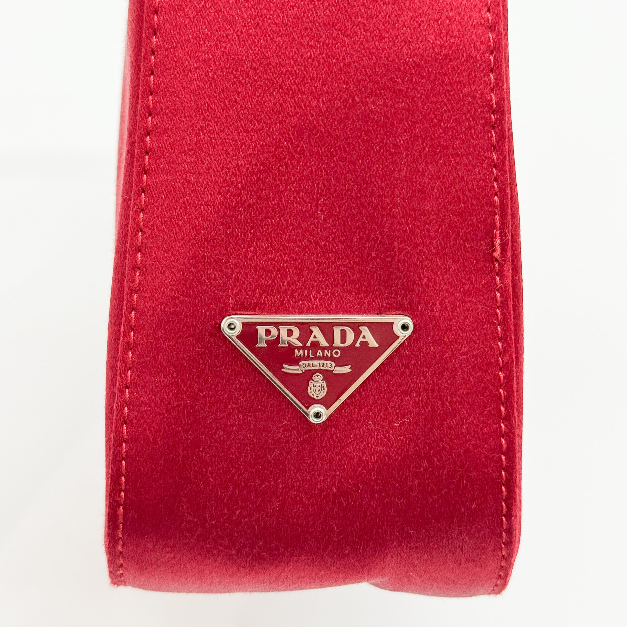 Vintage Red Triangle Satin Shoulder Bag