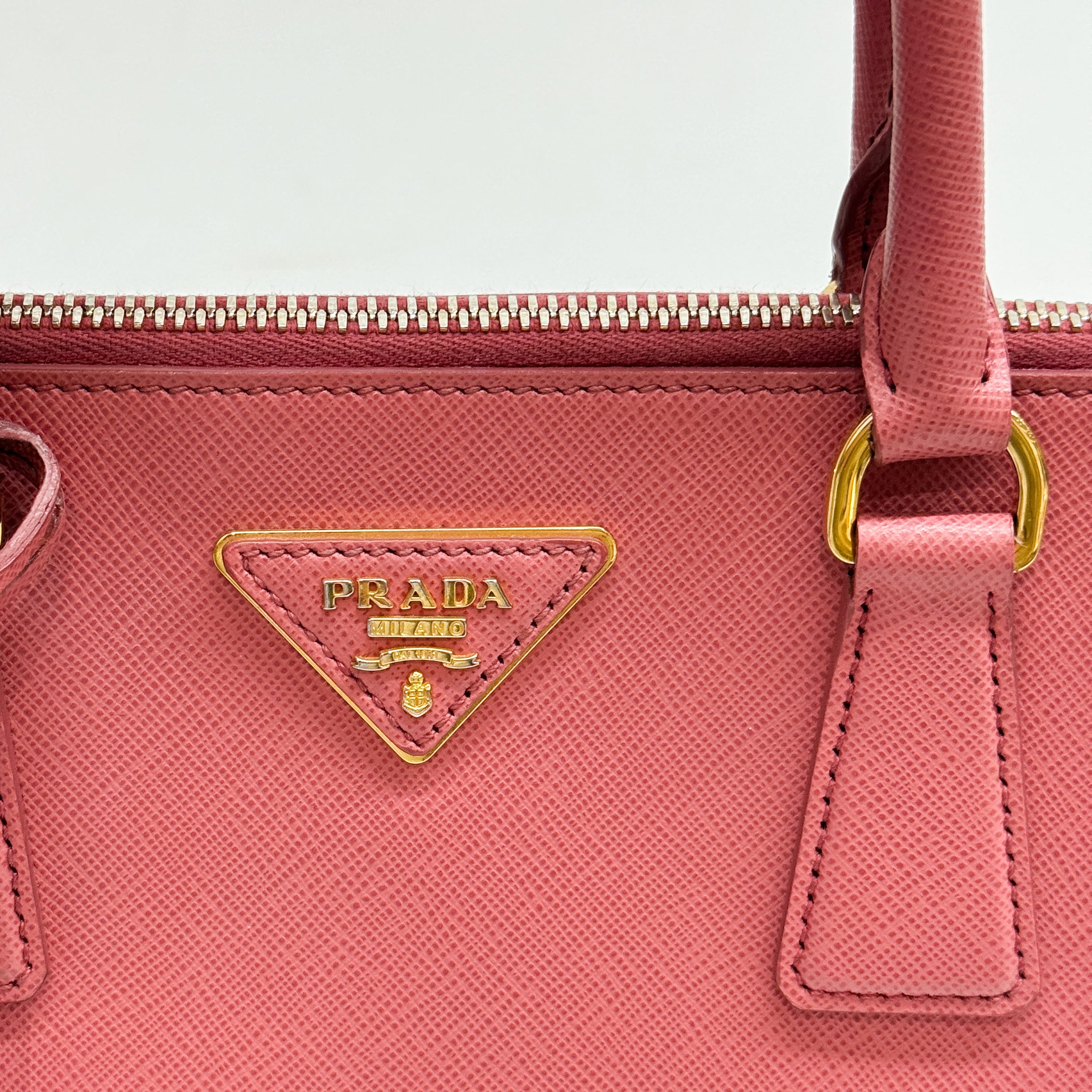 Saffiano Lux Pink Leather Two Way Bag