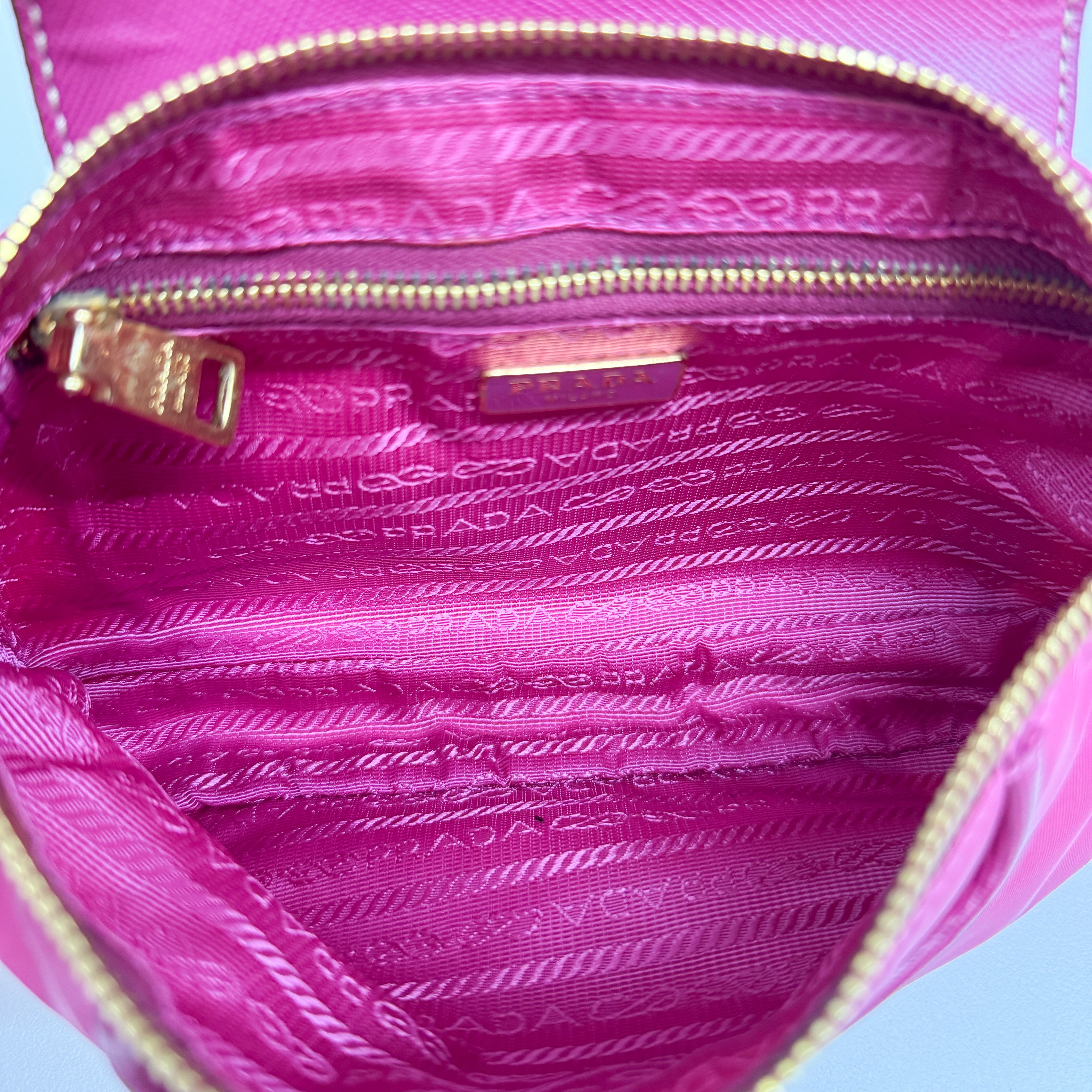 Gold Chain Pink Nylon Shoulder Bag