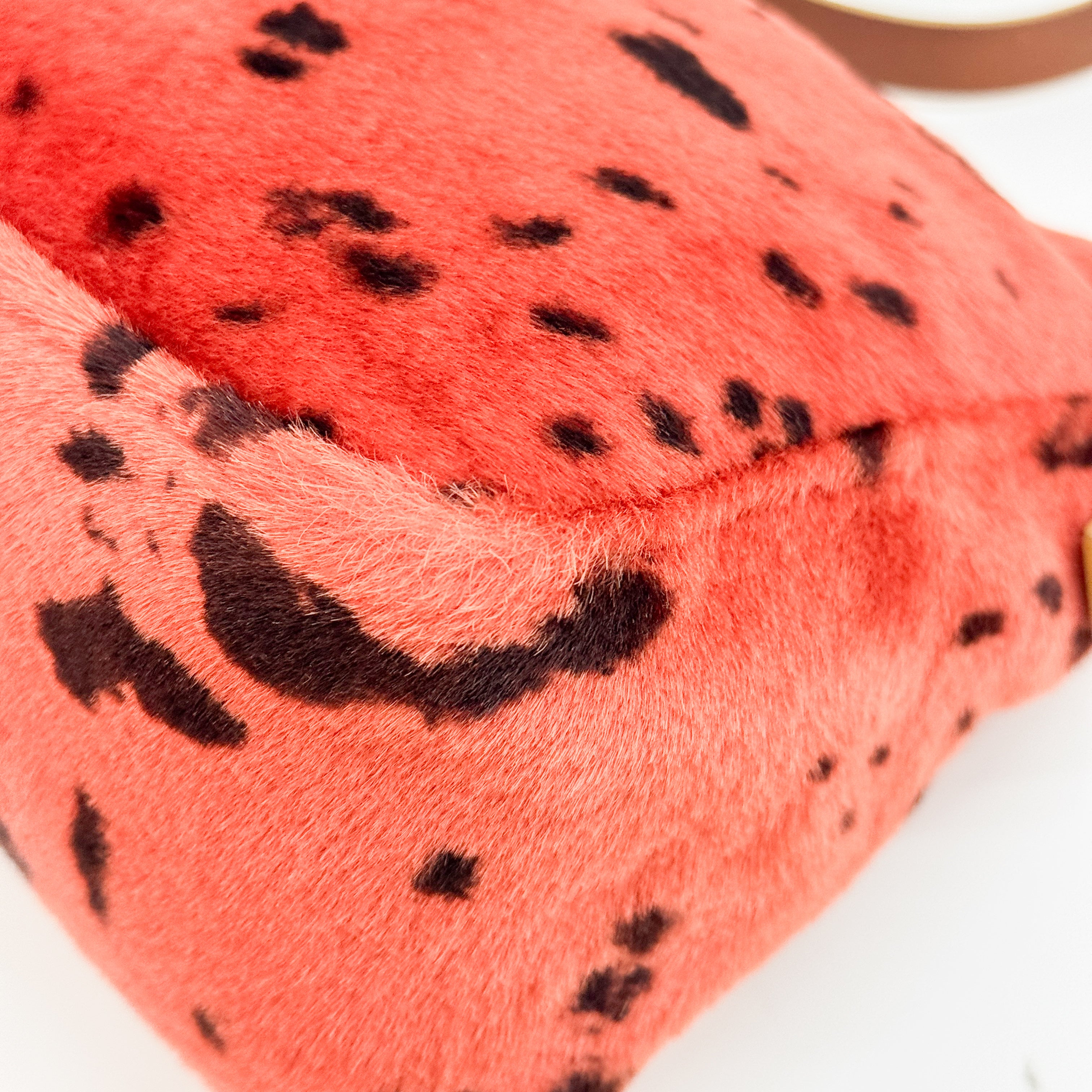 Mamma Baguette Orange Dalmatian Print Fur Shoulder Bag