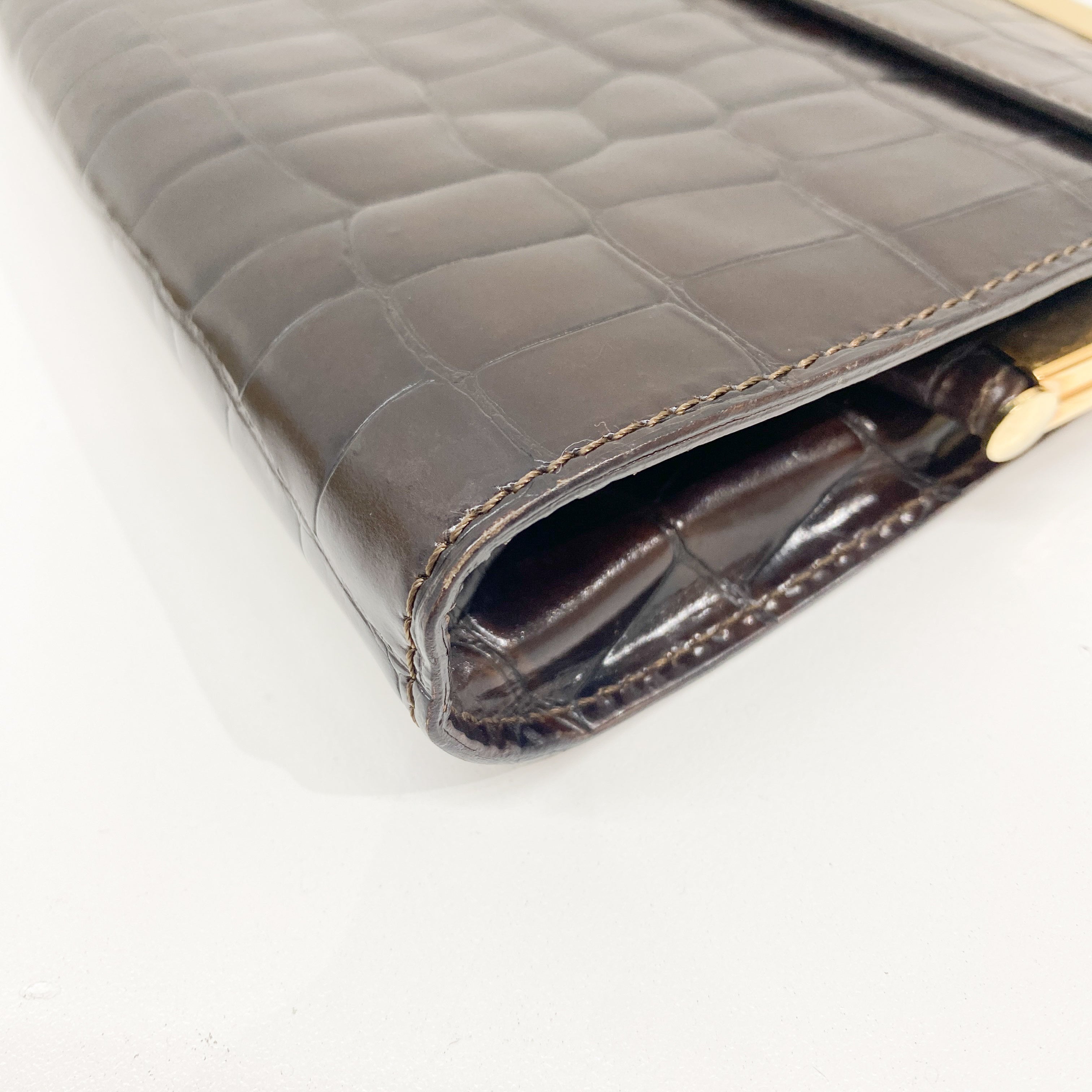 Macadam Brown Croc Chain Shoulder Bag