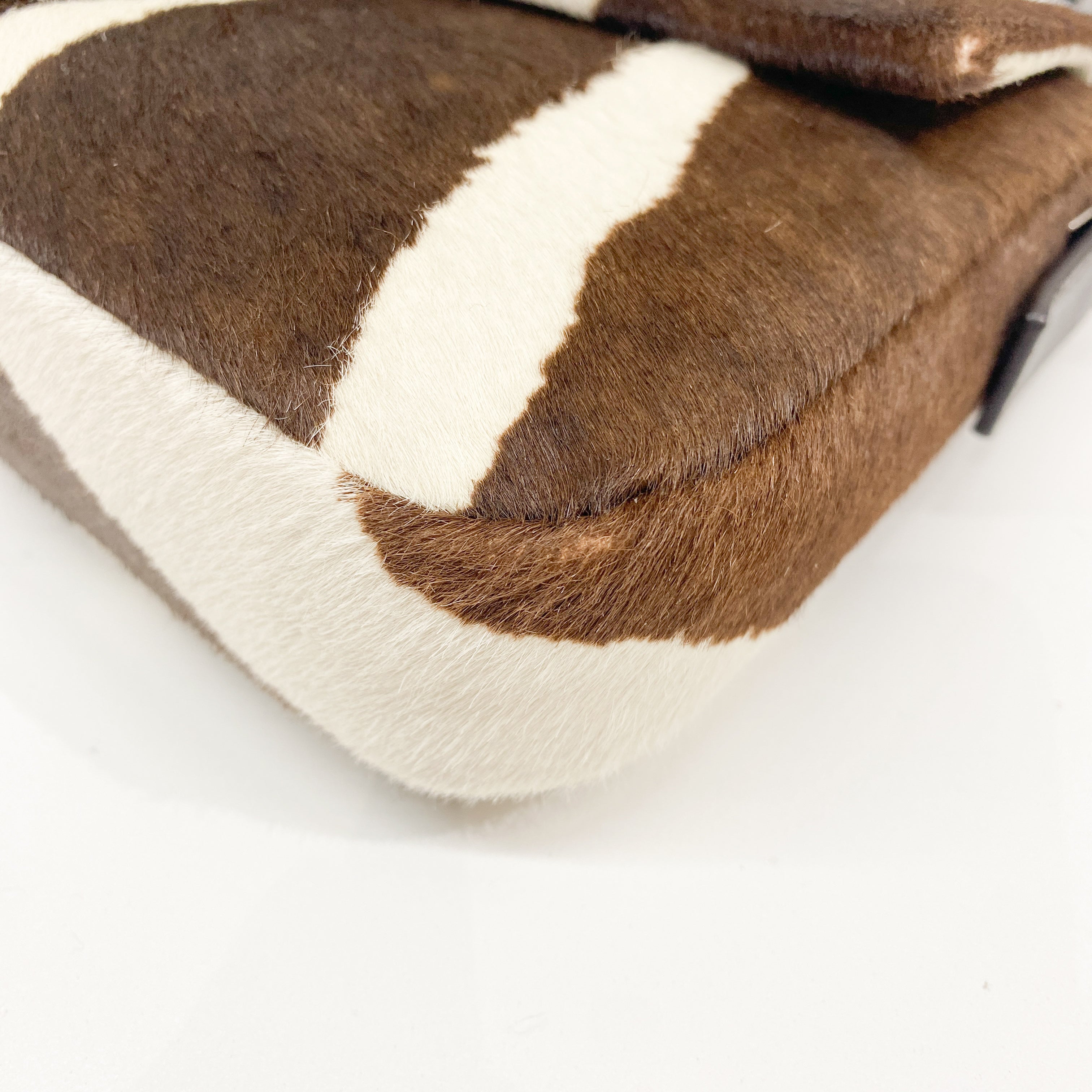 Baguette Brown Zebra Print Pony Hair Shoulder Bag