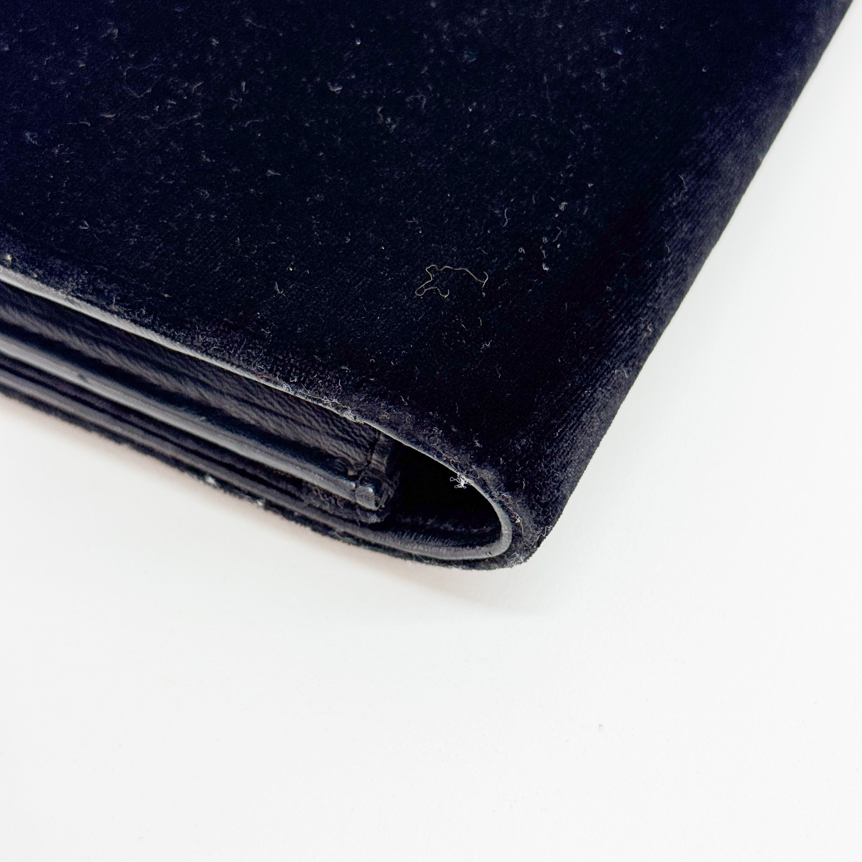 Kate Cassandra Black Rhinestone Velvet Shoulder Bag