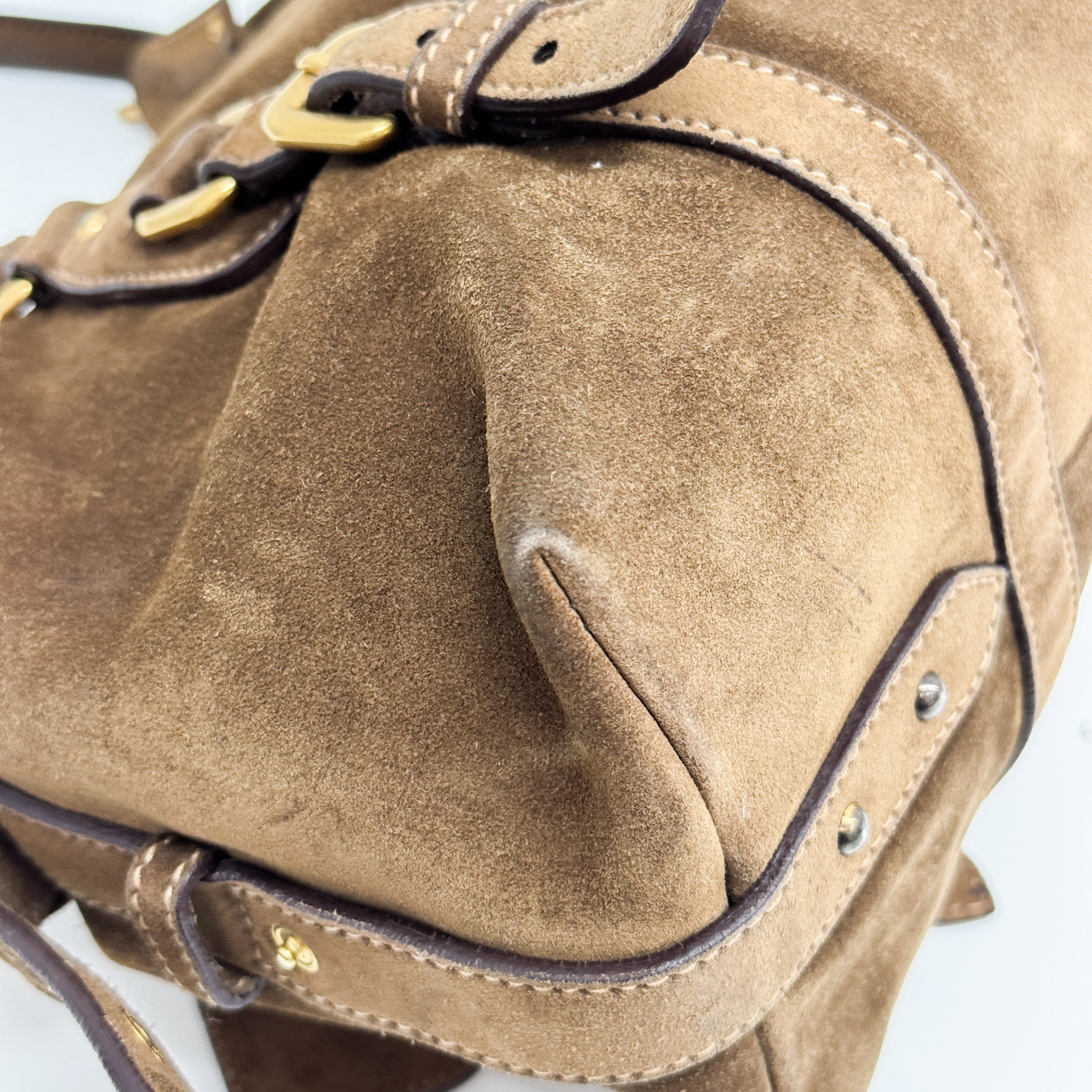 Vintage Brown Suede Hand Bag