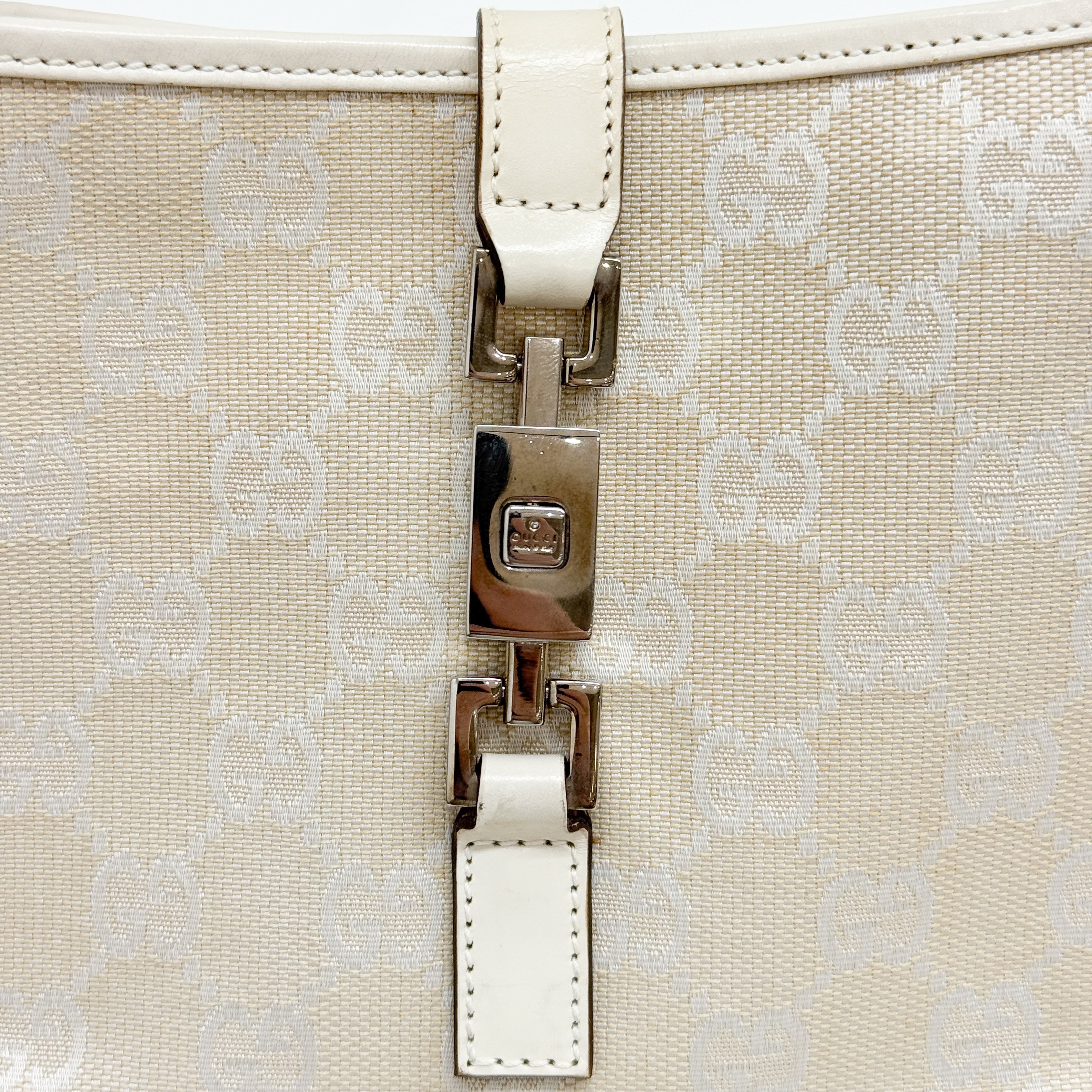 Jackie White GG Canvas Shoulder Bag