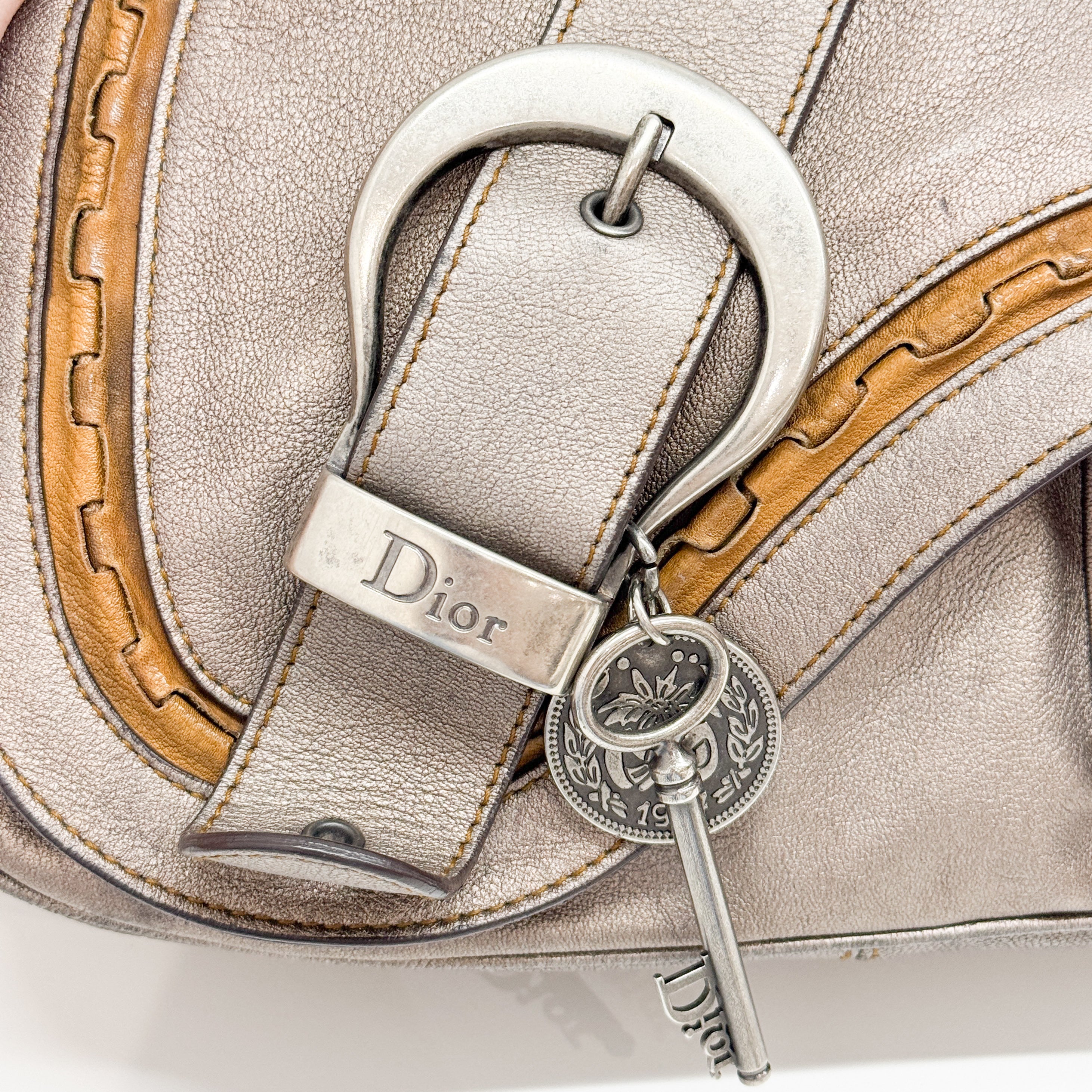 Gaucho Bronz Metallic Calfskin Leather Shoulder Bag