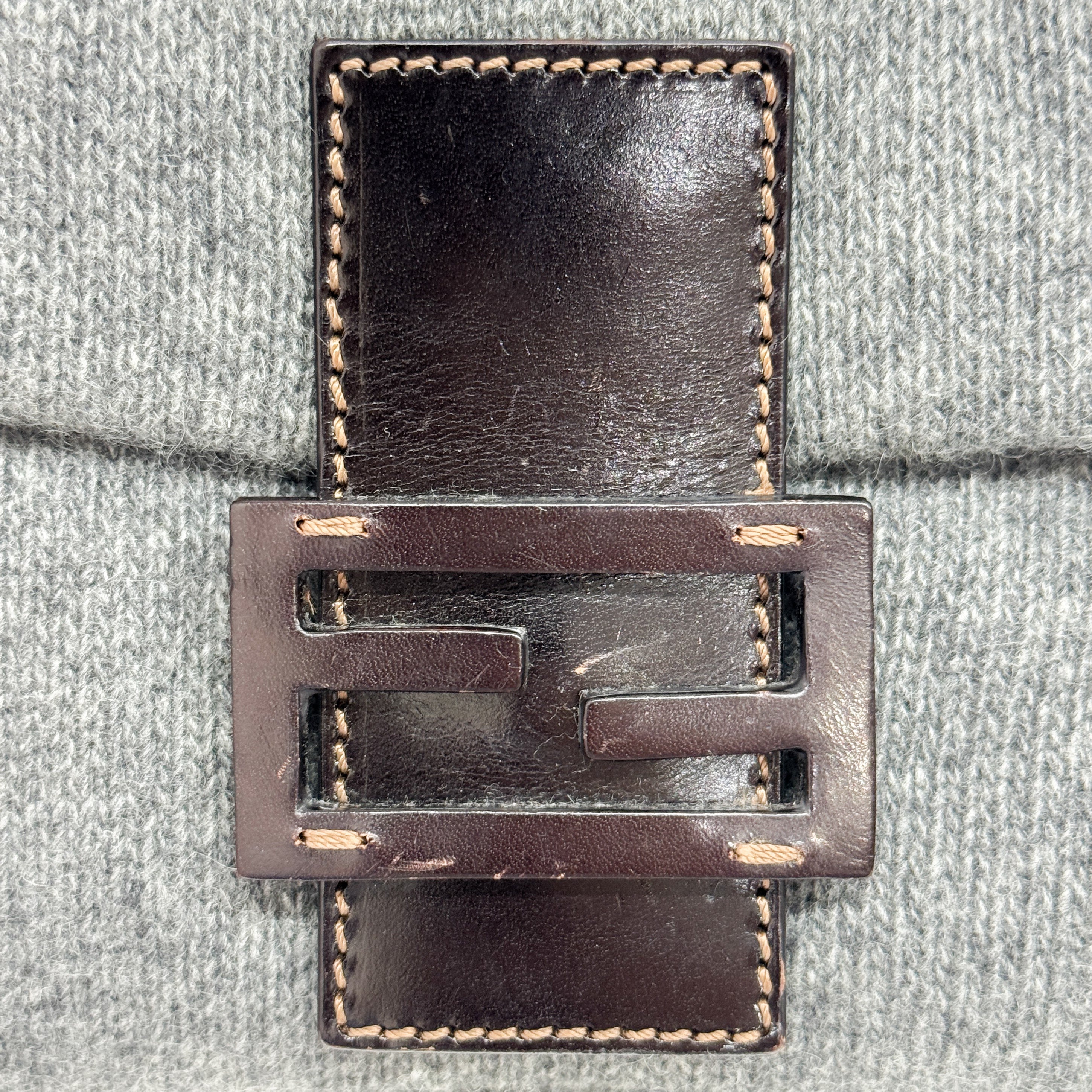 Baguette Grey Wool Shoulder Bag