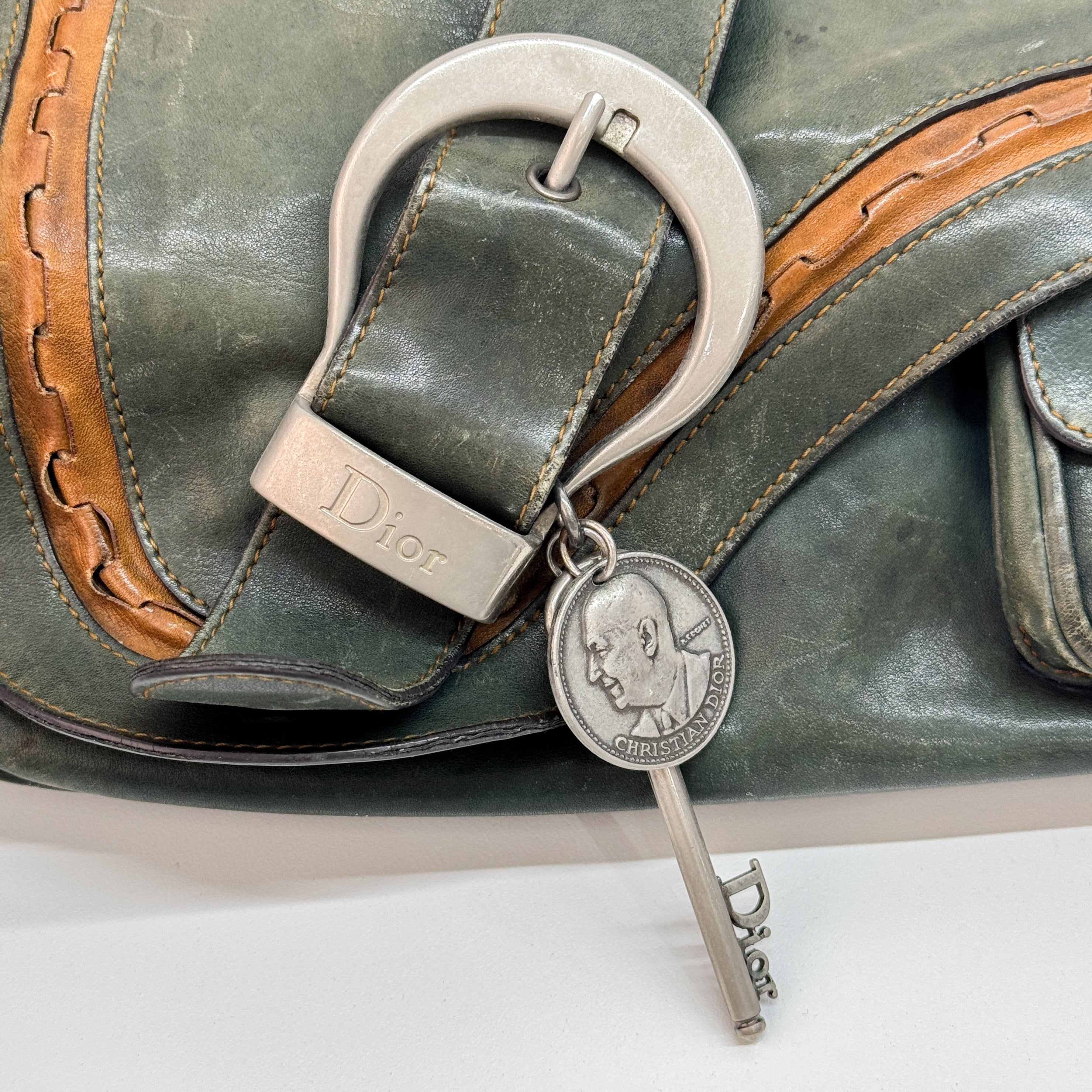 Gaucho Green Calfskin Leather Shoulder Bag