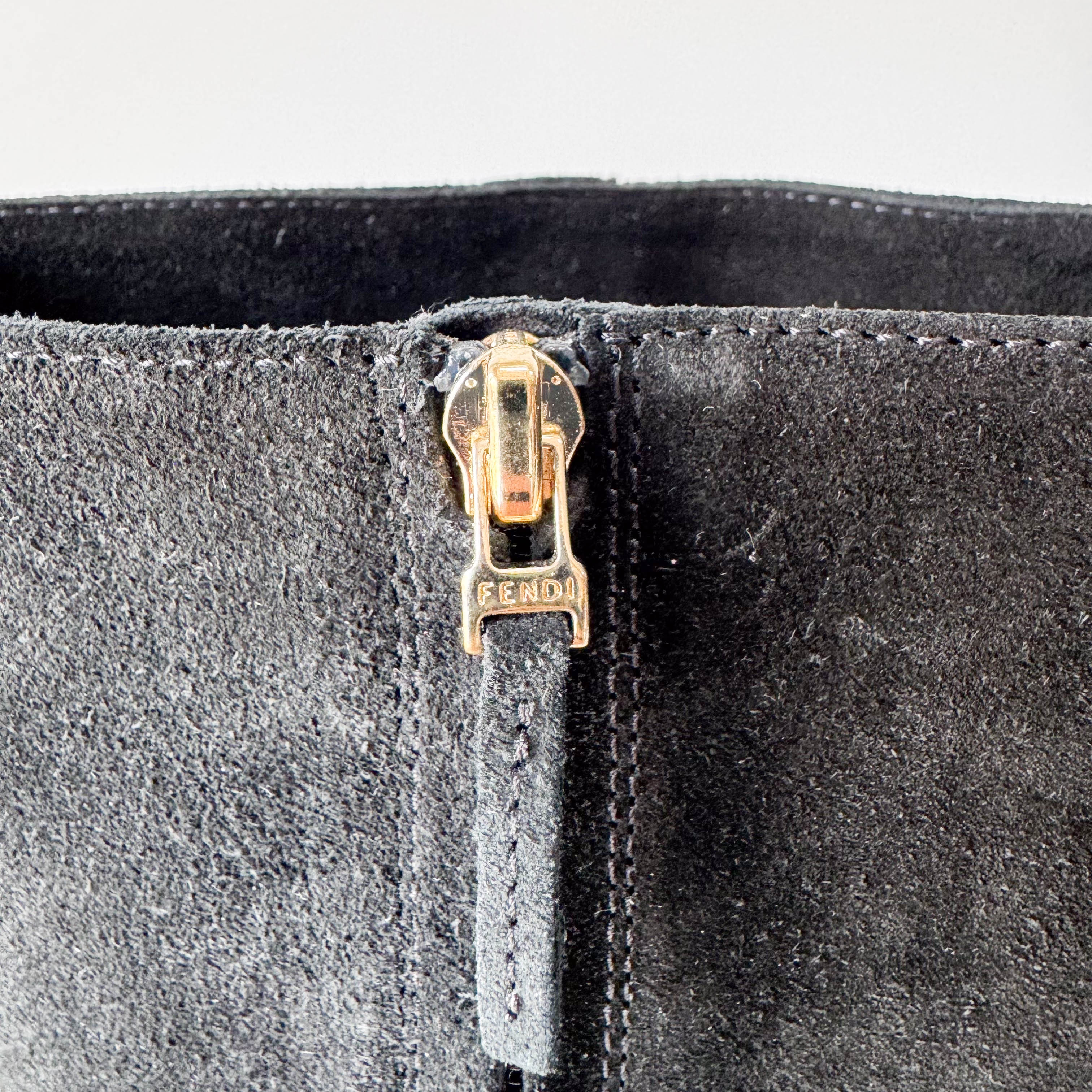 Size 37 1/2 Black Suede Tall Boots