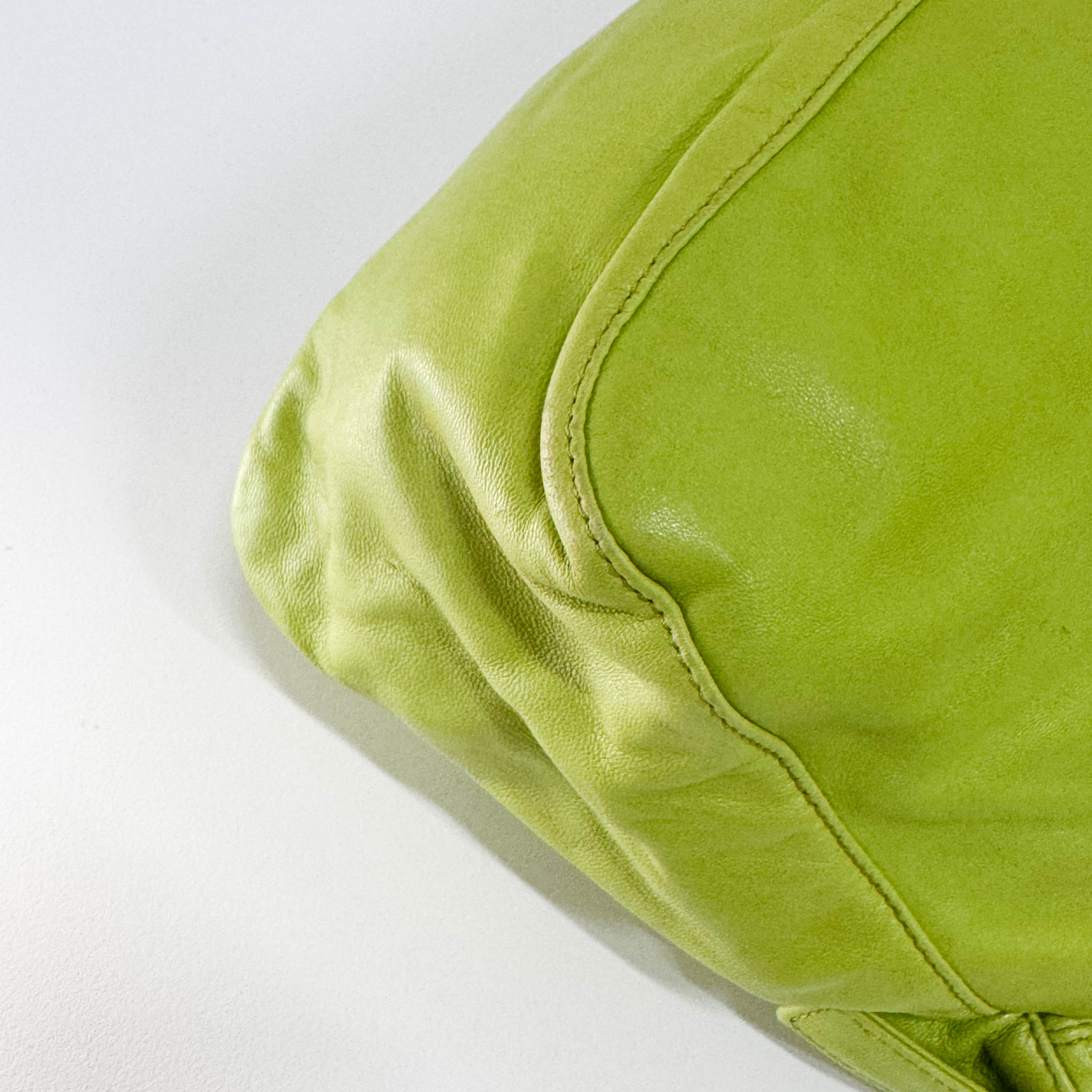 Mamma Baguette Green Nappa Leather Shoulder Bag