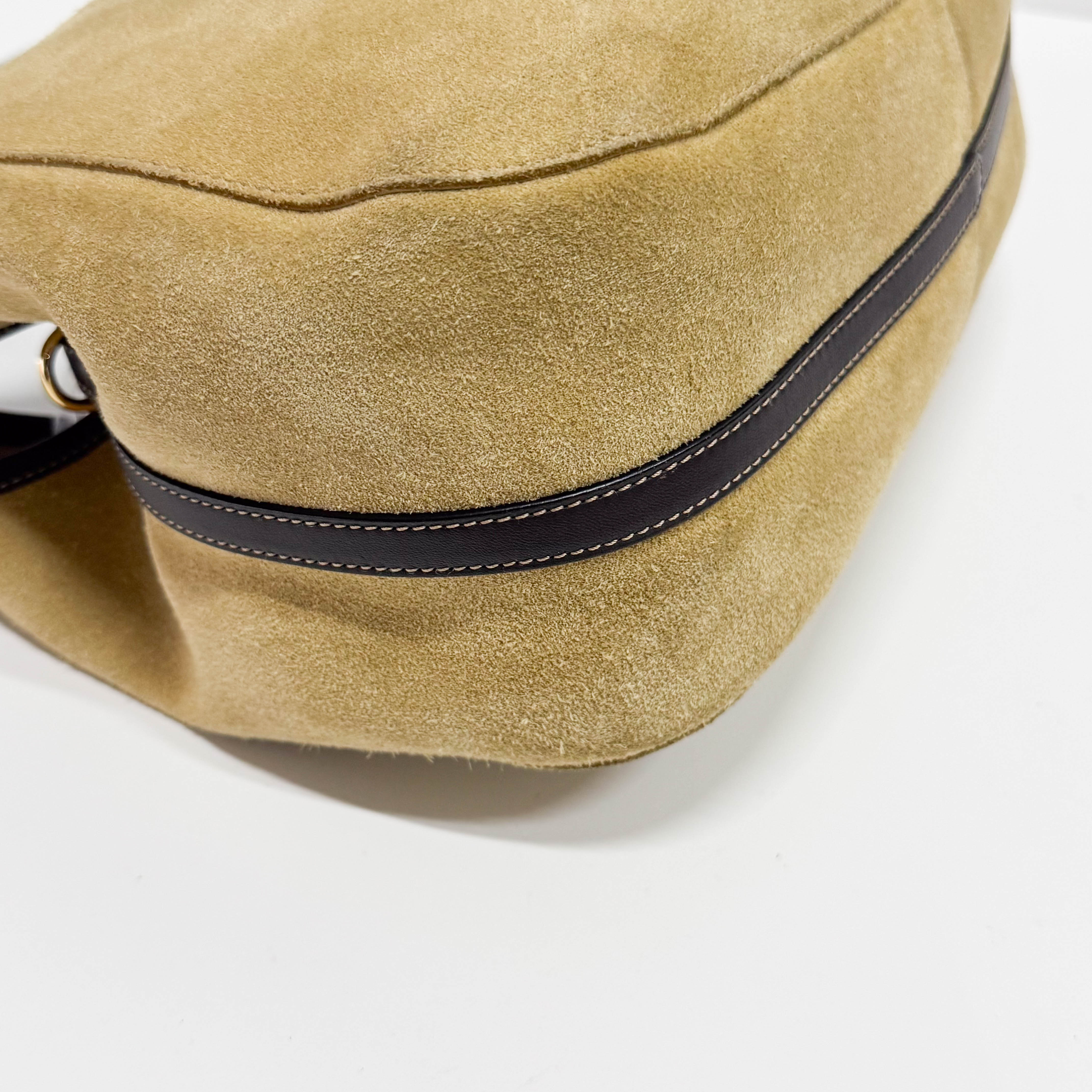 Anagram Beige Suede Shoulder Bag