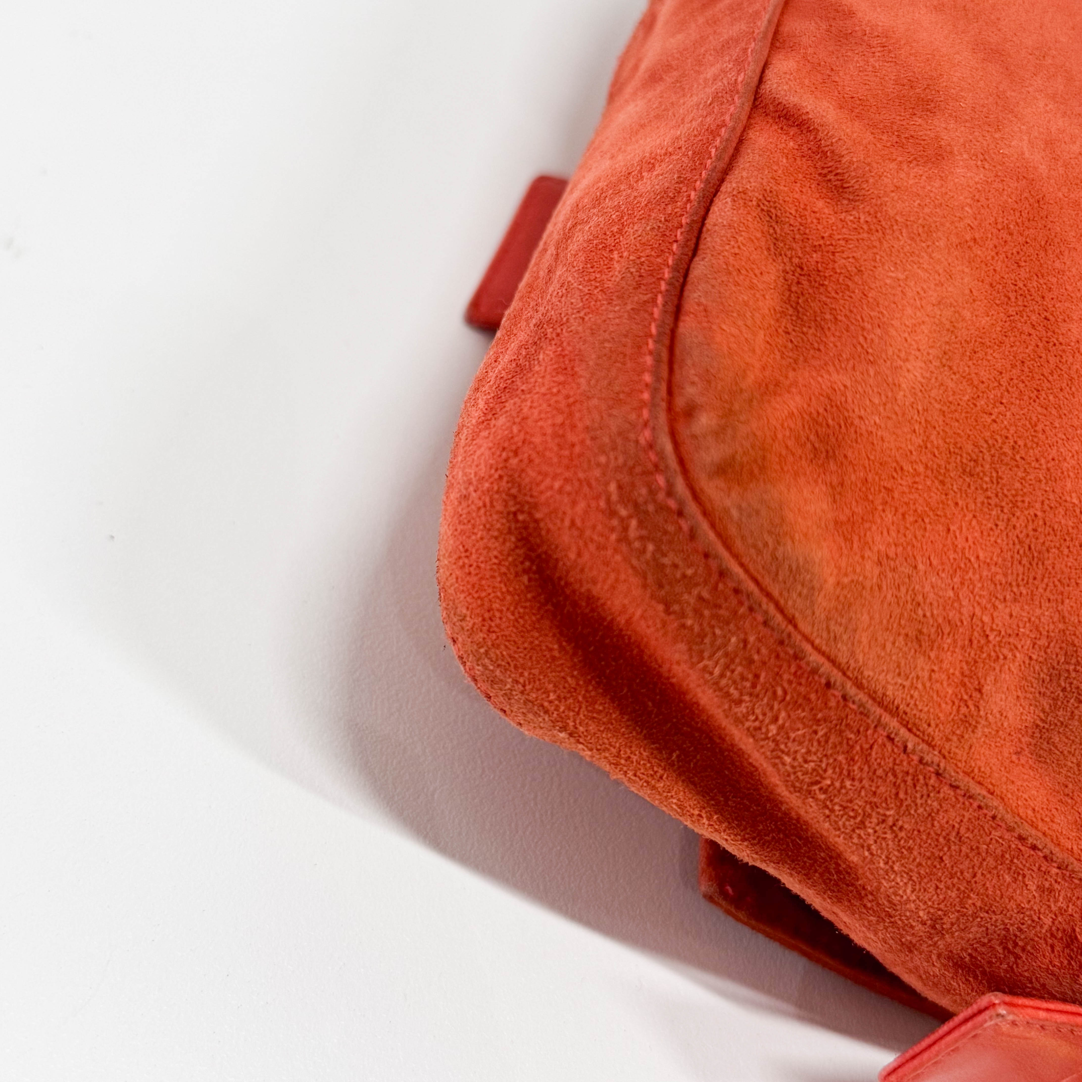 Baguette Orange Suede Shoulder Bag