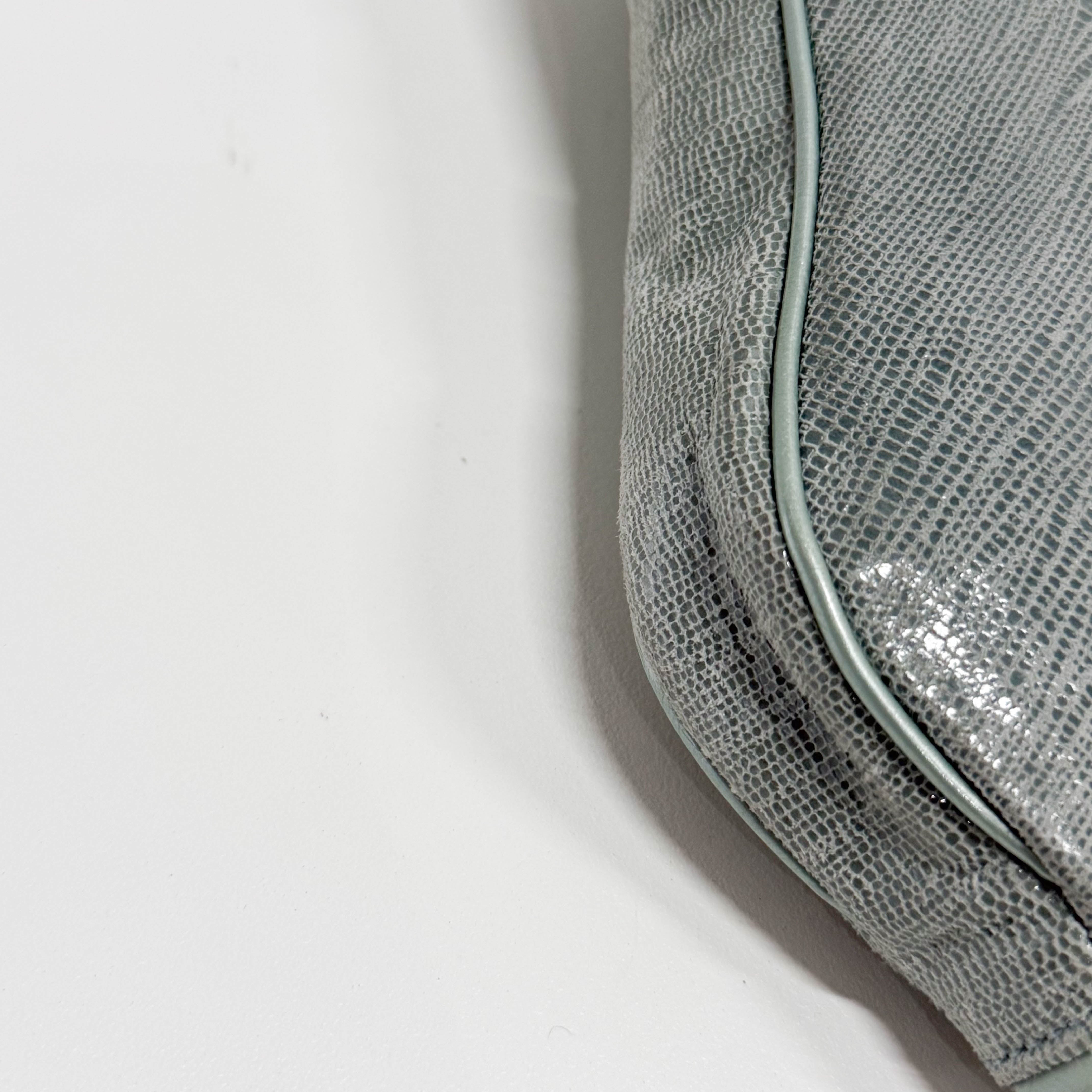 Saddle Blue Lizard Embossed Shoulder Bag