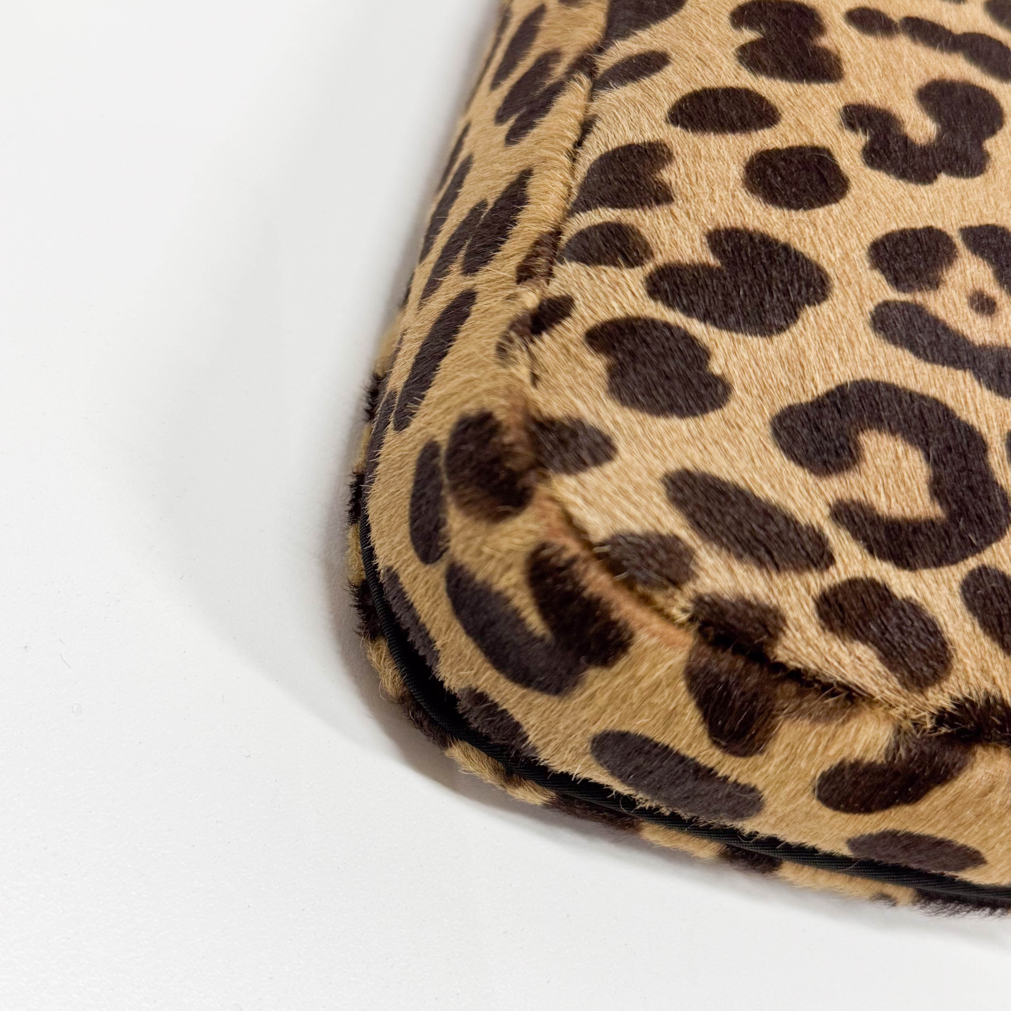 Malice Pearl Leopard Brown Leather Shoulder Bag