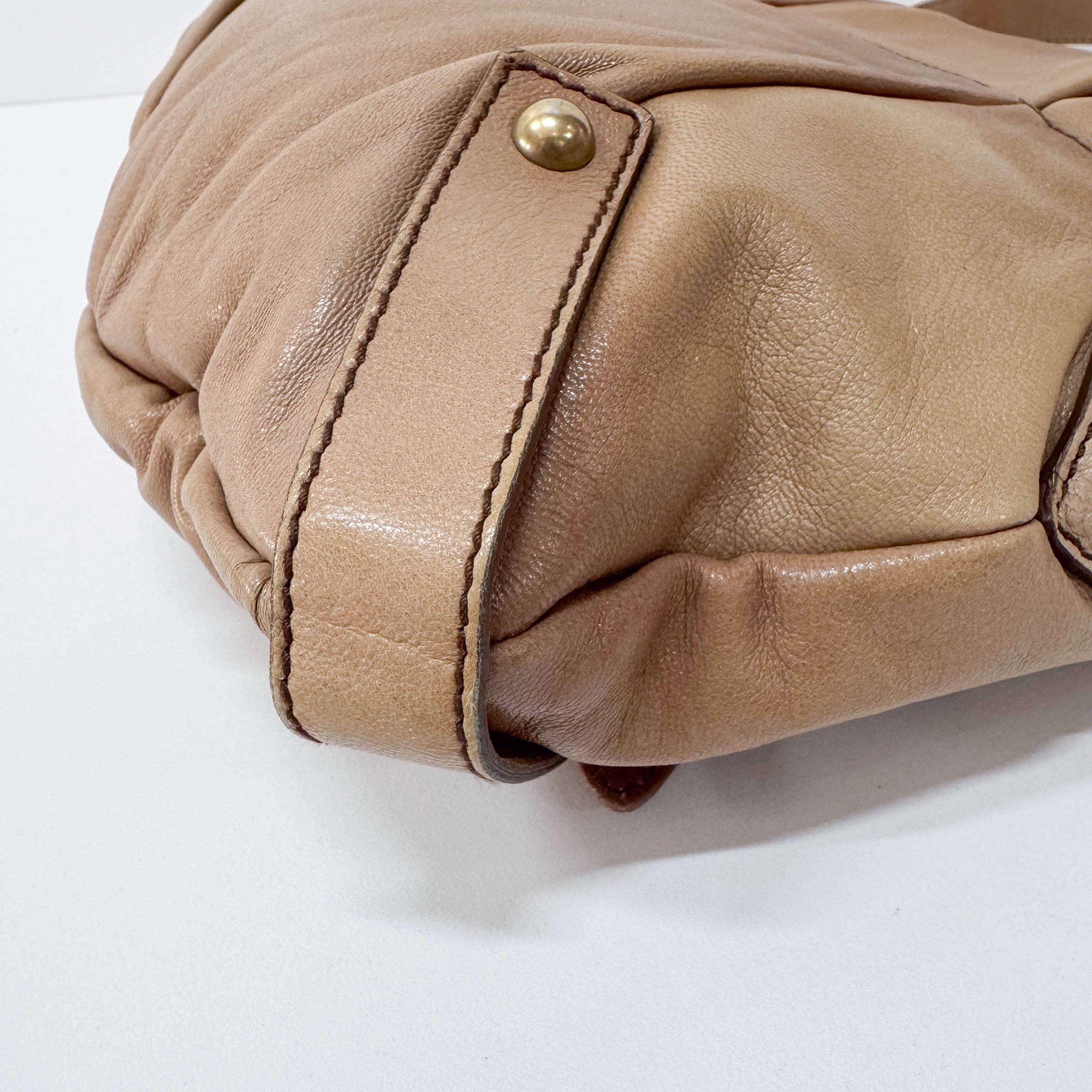 Ribbon Brown Leather Shoulder Bag