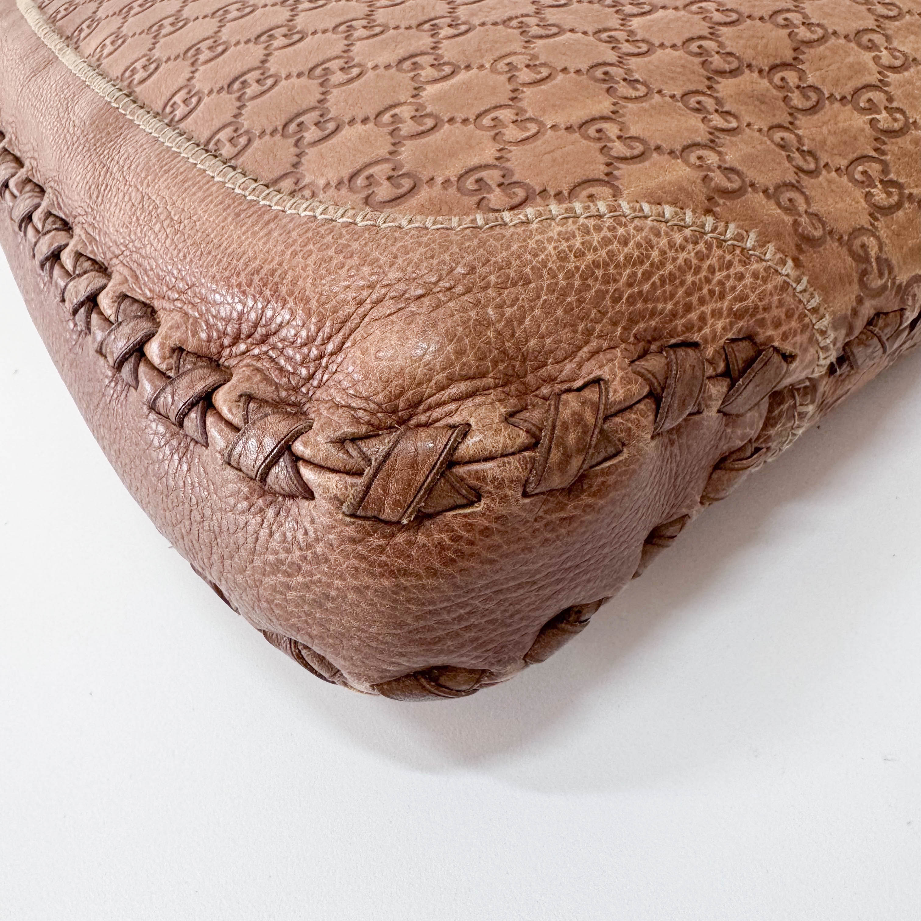 New Jackie Bamboo Guccissima Brown Calfskin Shoulder Bag