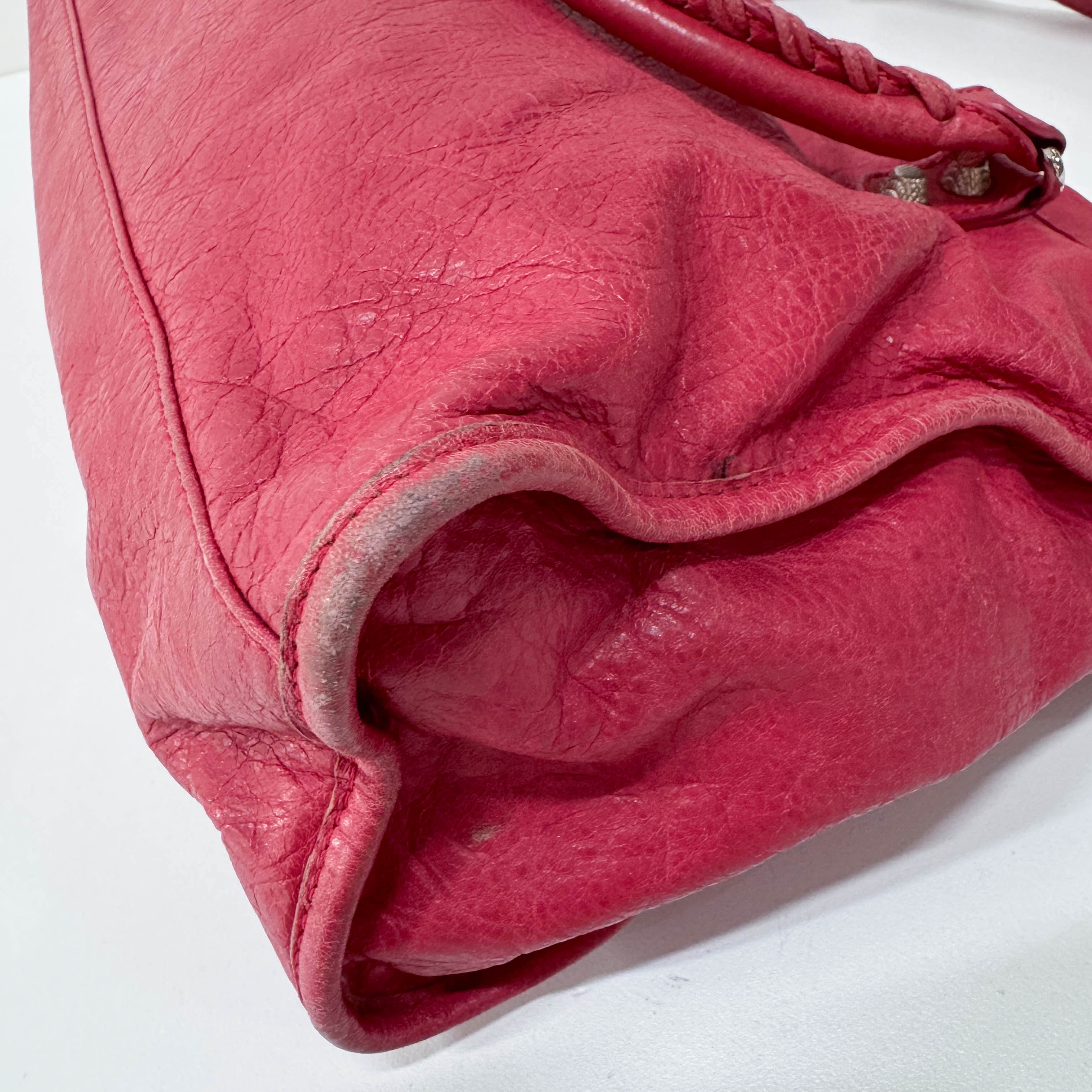 City Magenta Leather Top Handle Bag