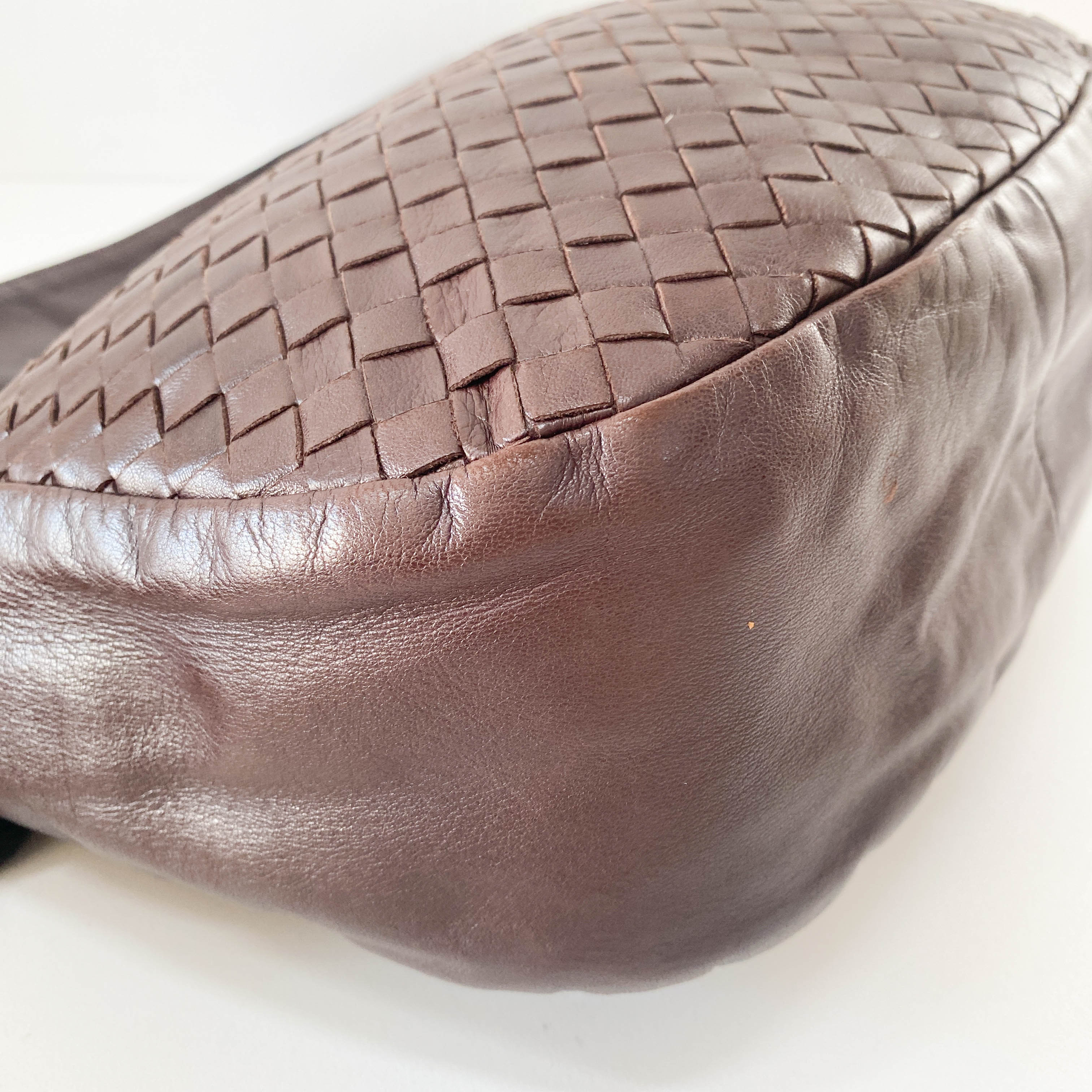 Intrecciato Brown Leather Shoulder Bag