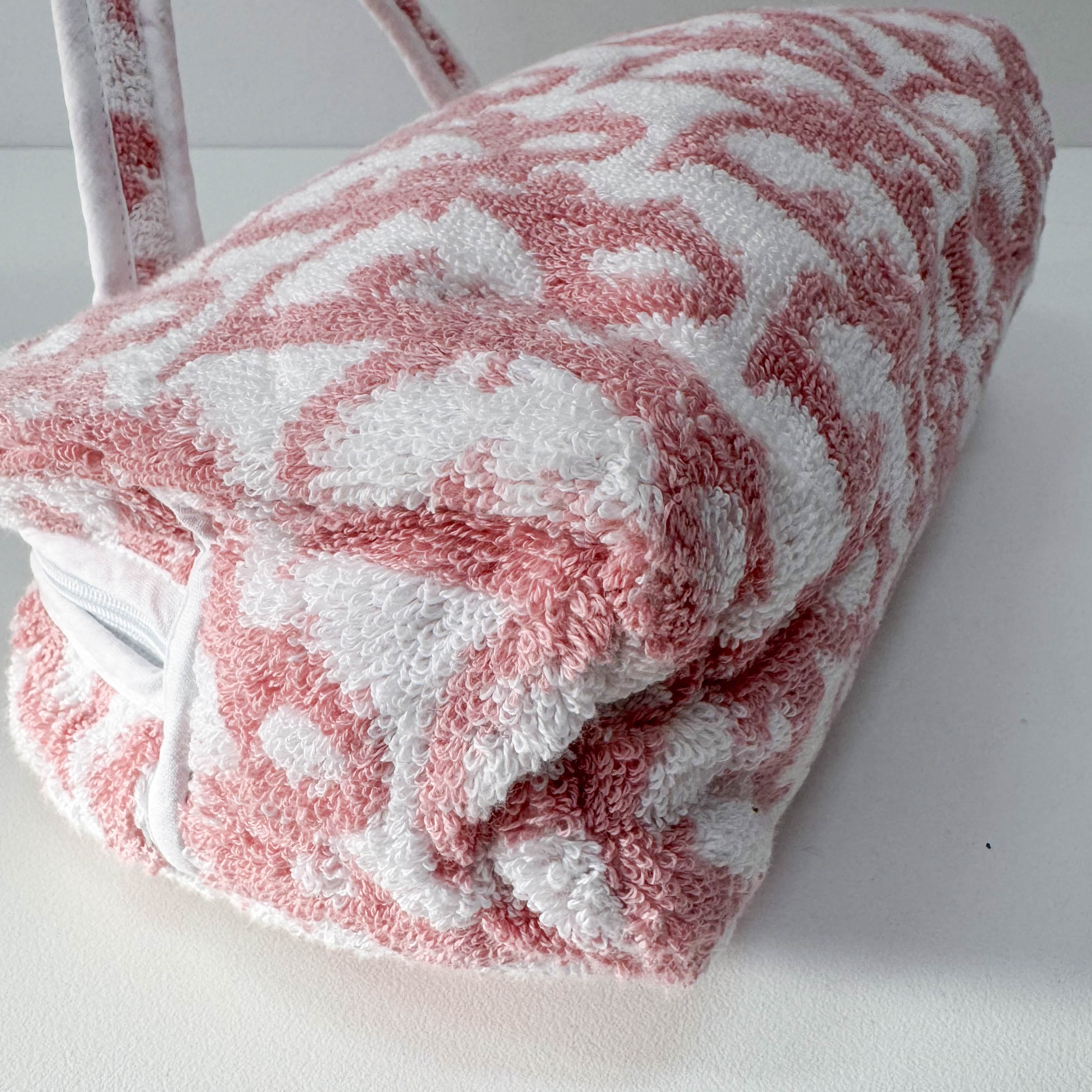 Trotter Pink Terry Cloth Towel Hand Bag