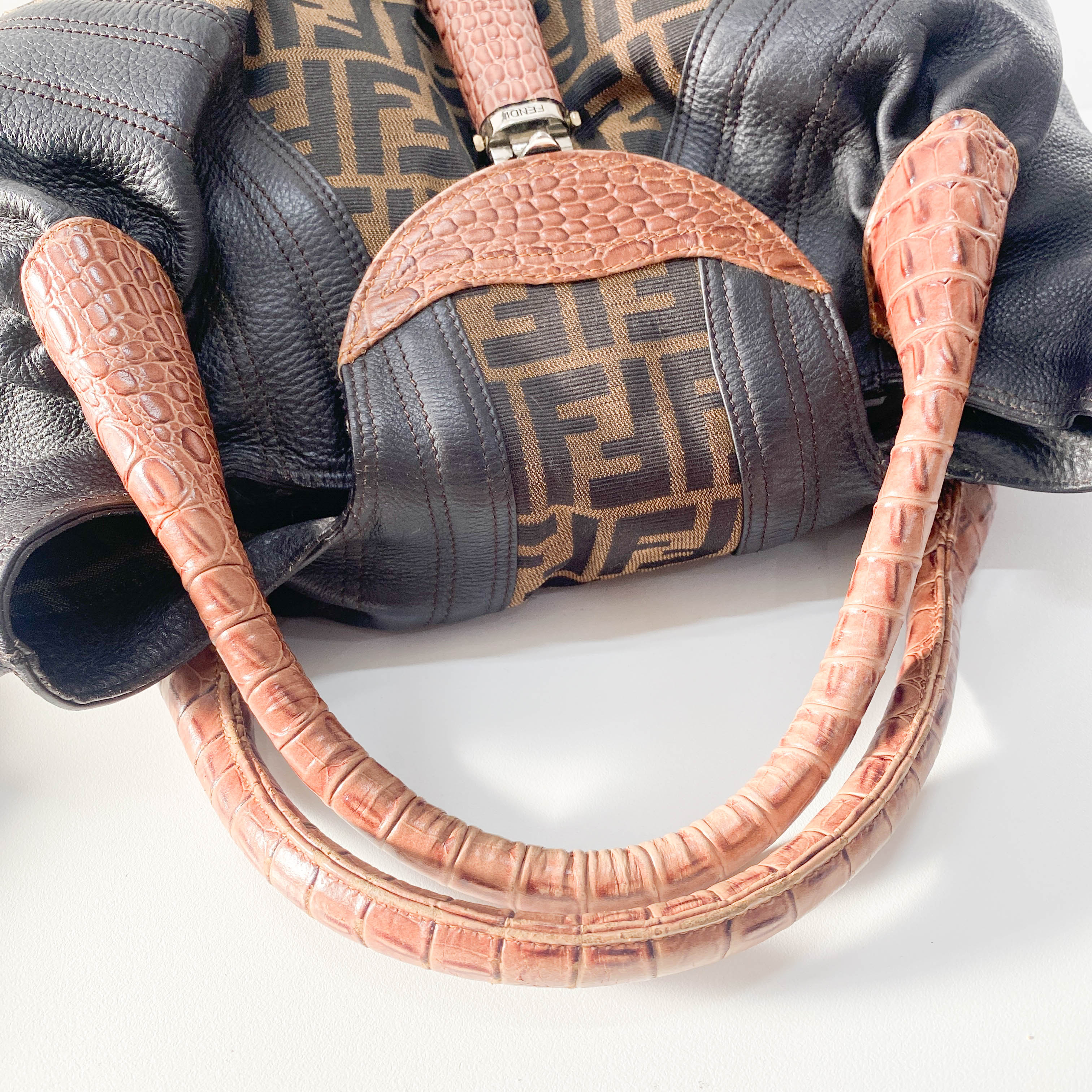 Spy Zucca Canvas & Leather Shoulder Bag