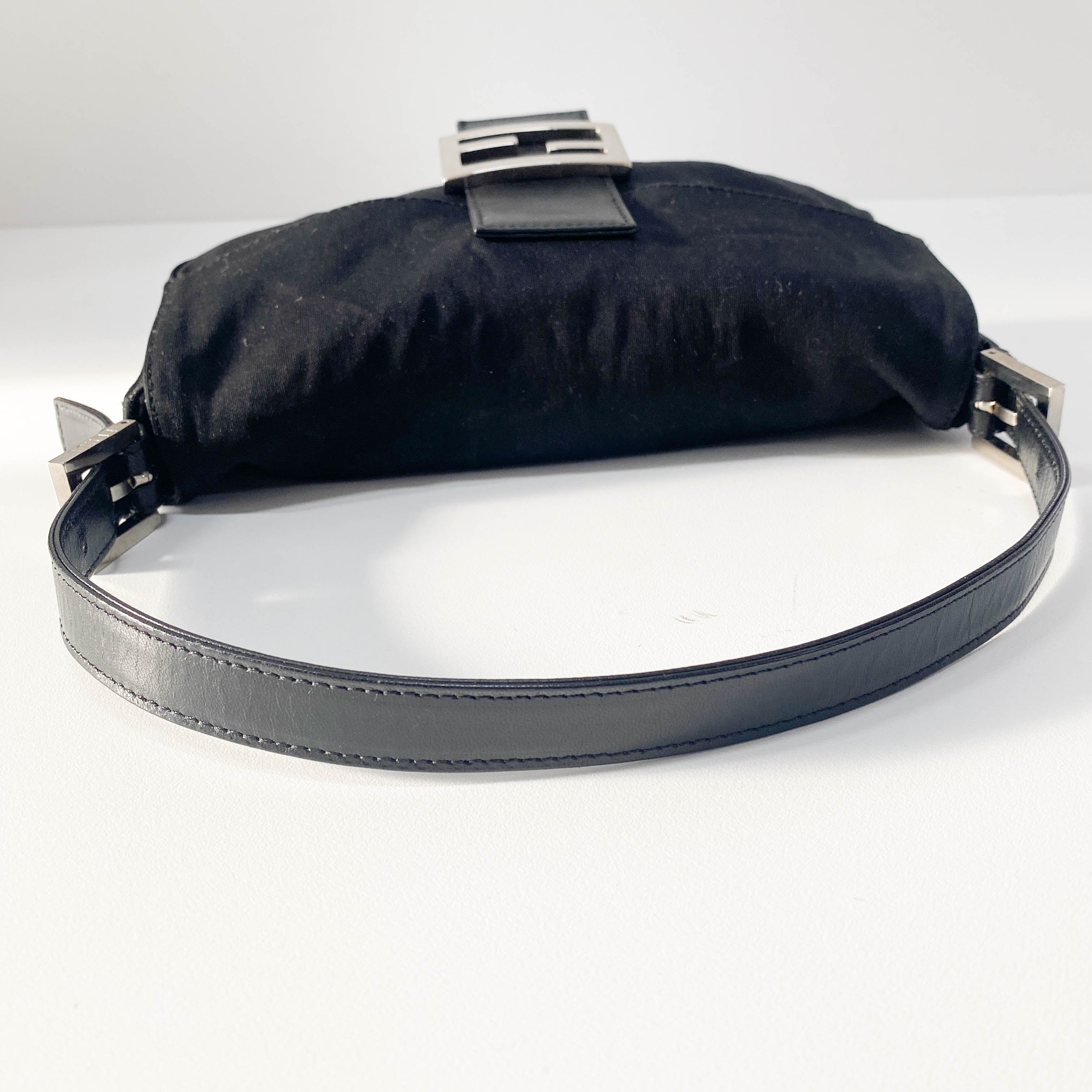 Baguette Black Neoprene Shoulder Bag