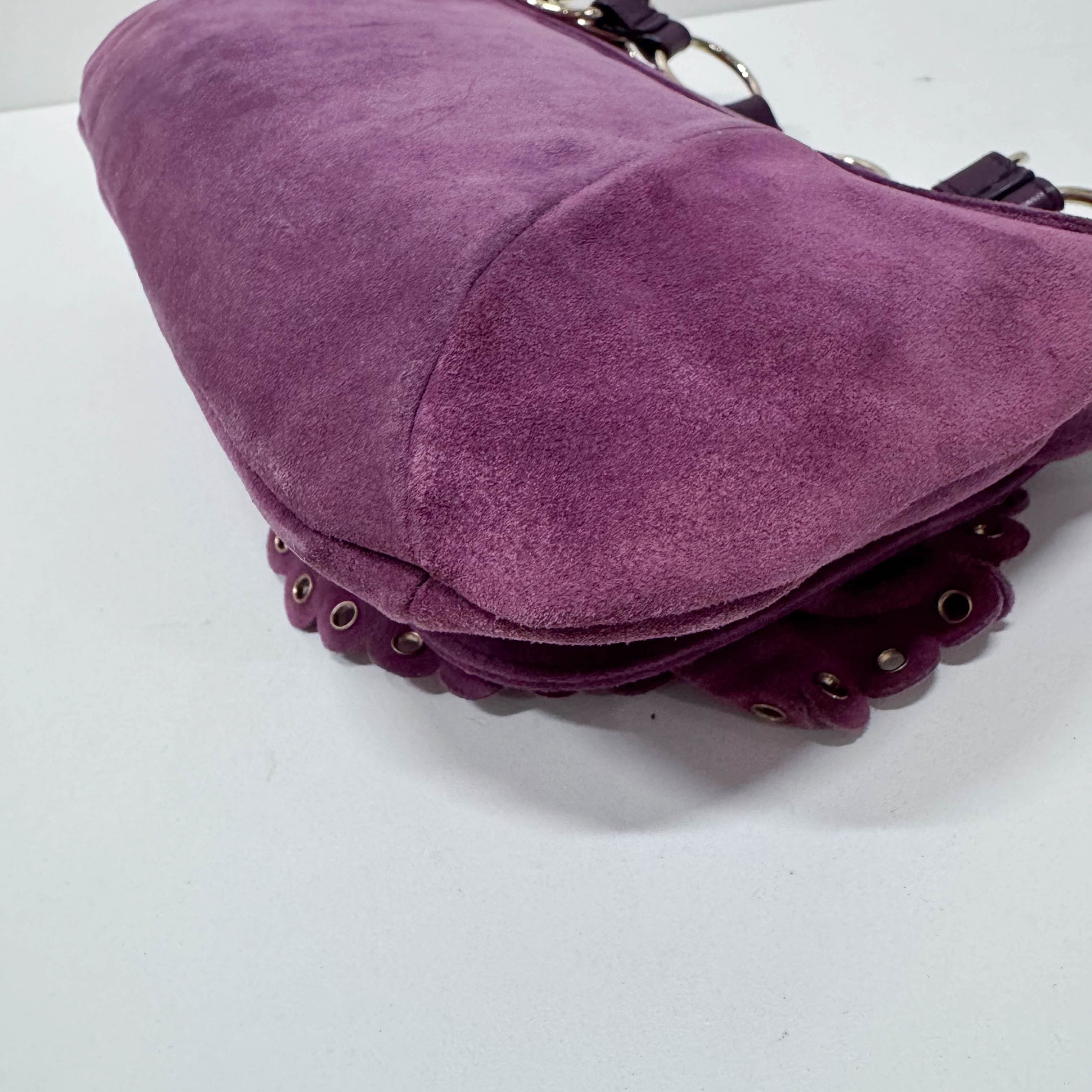 Purple Suede Chain Strap Shoulder Bag