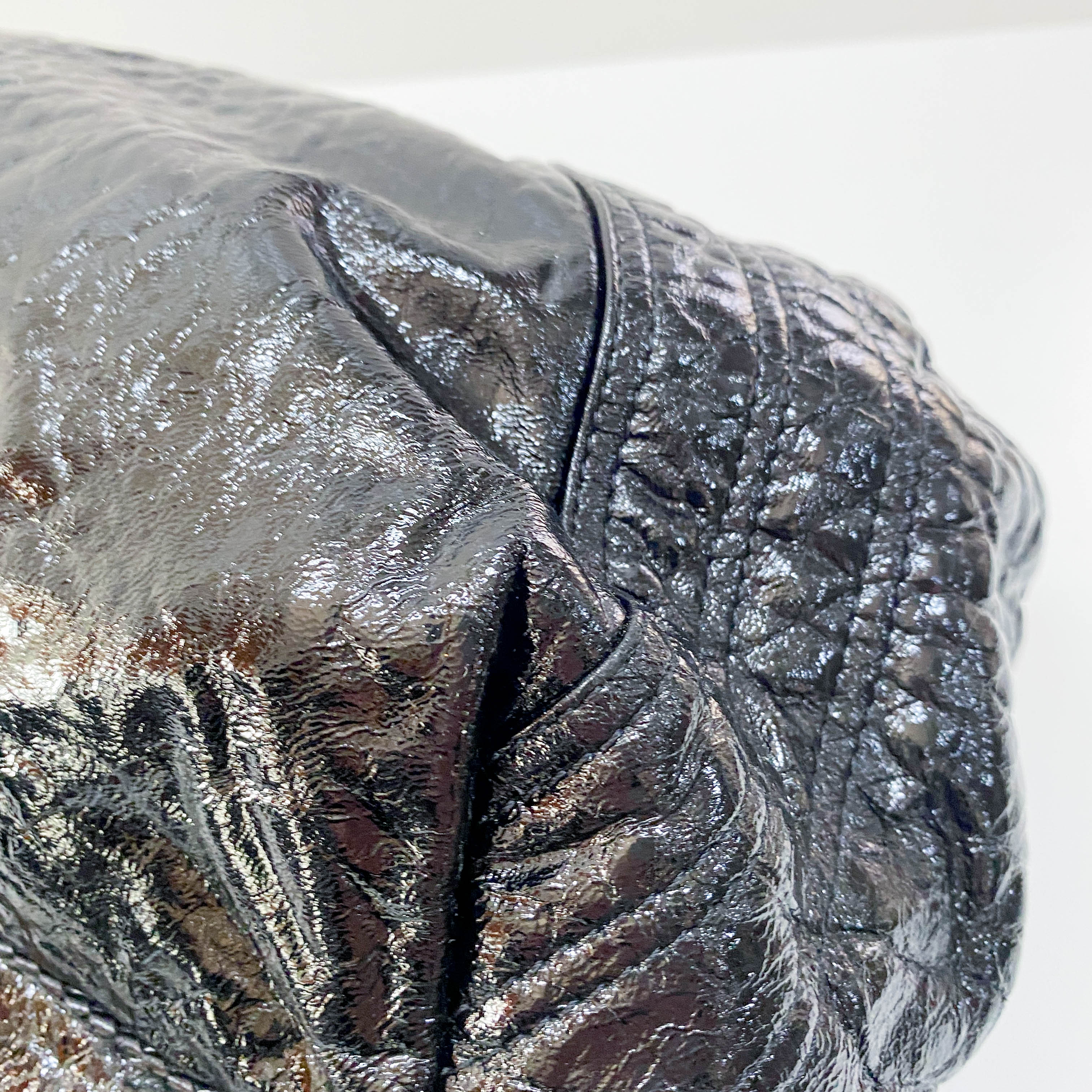 Spy Black Patent Leather Shoulder Bag