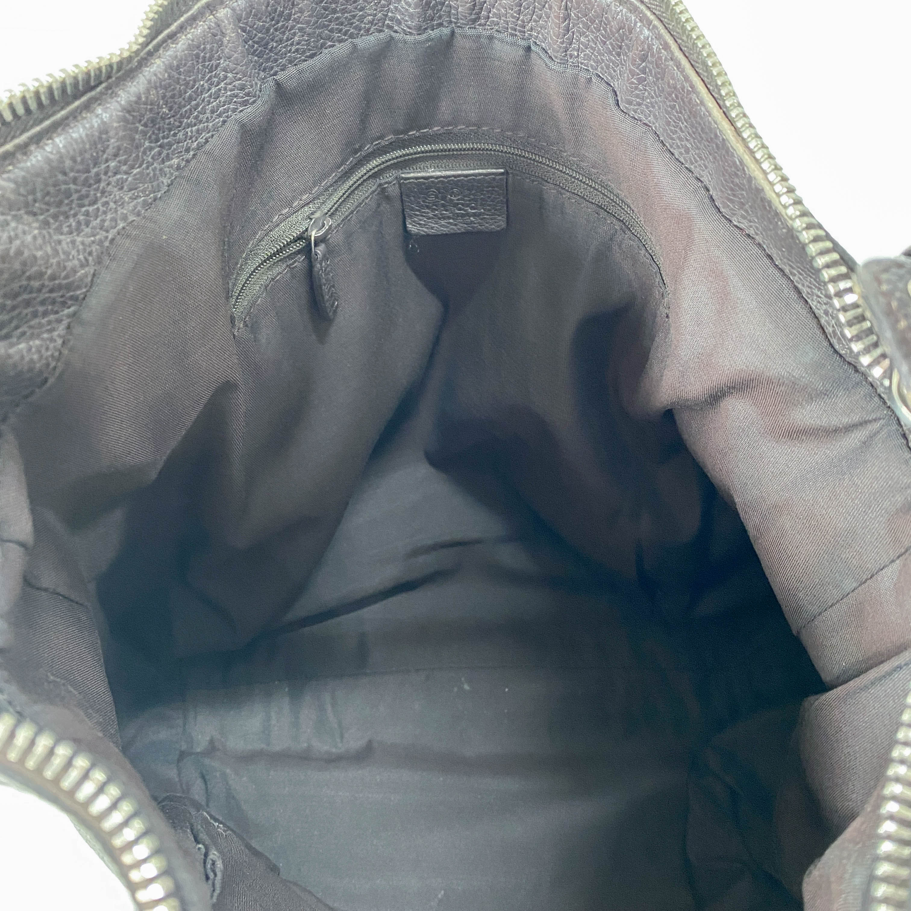 Black Leather Hobo Shoulder Bag