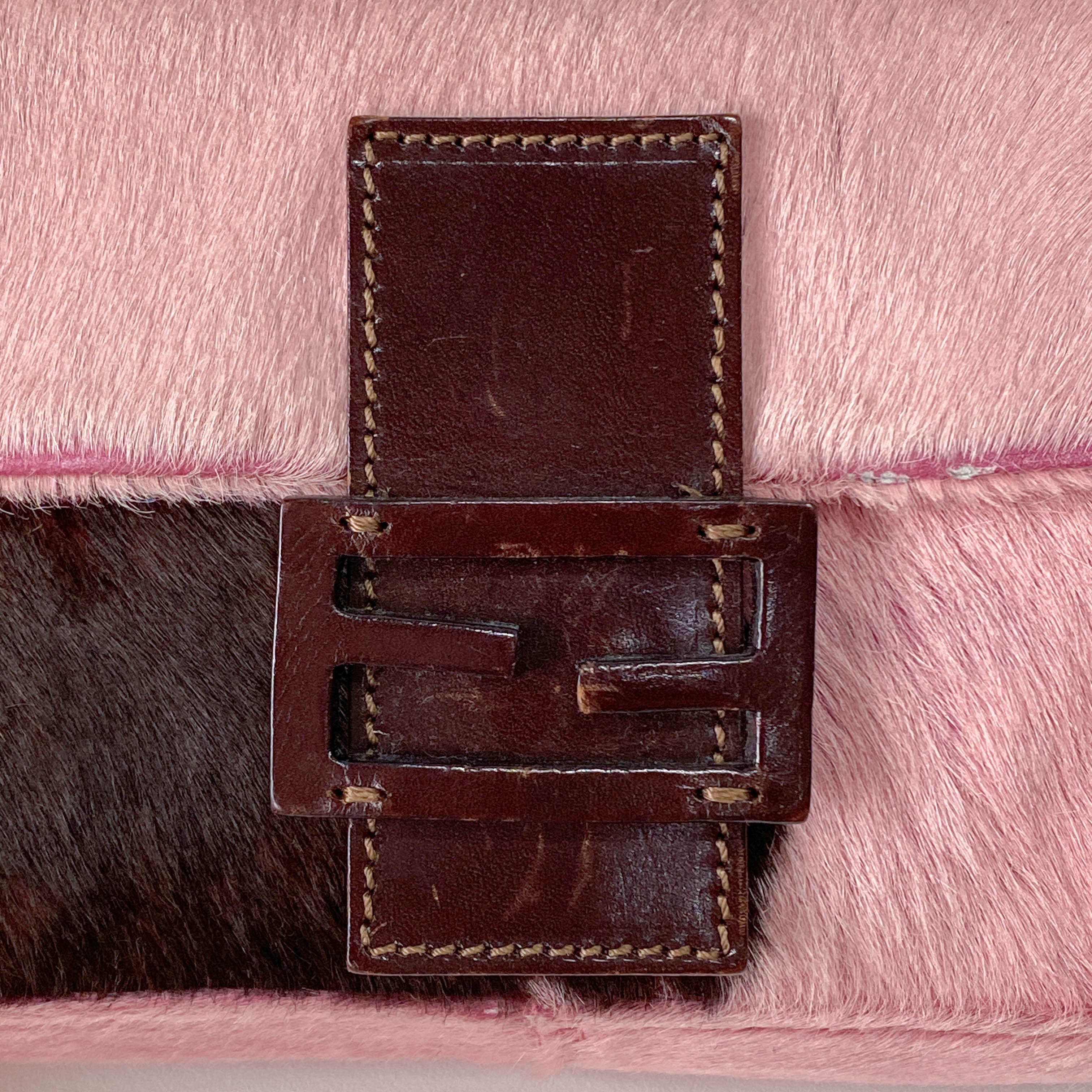 Baguette Pink Pony Hair Shoulder Bag