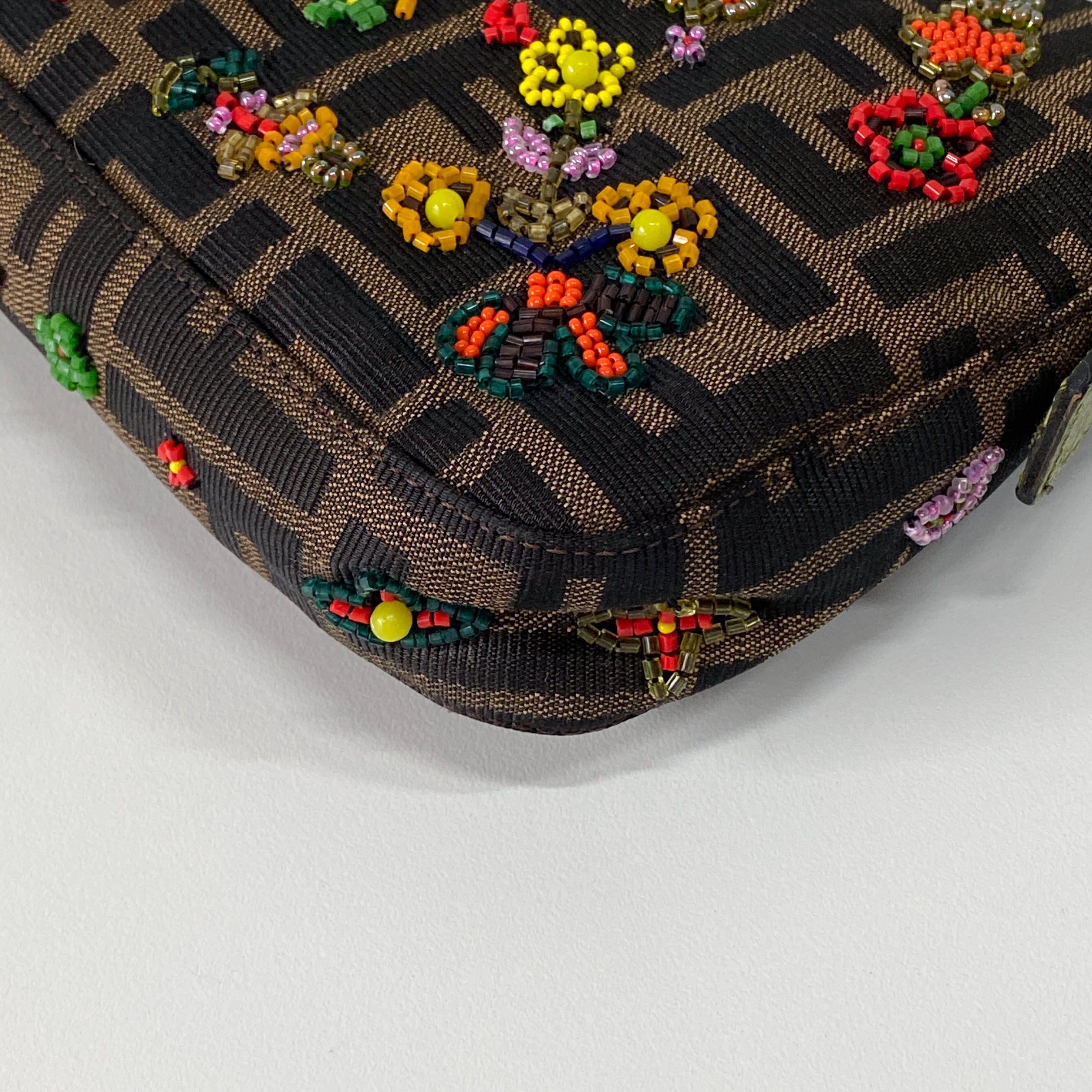 Zucca FF Design With Beads Baguette Shoulder Bag