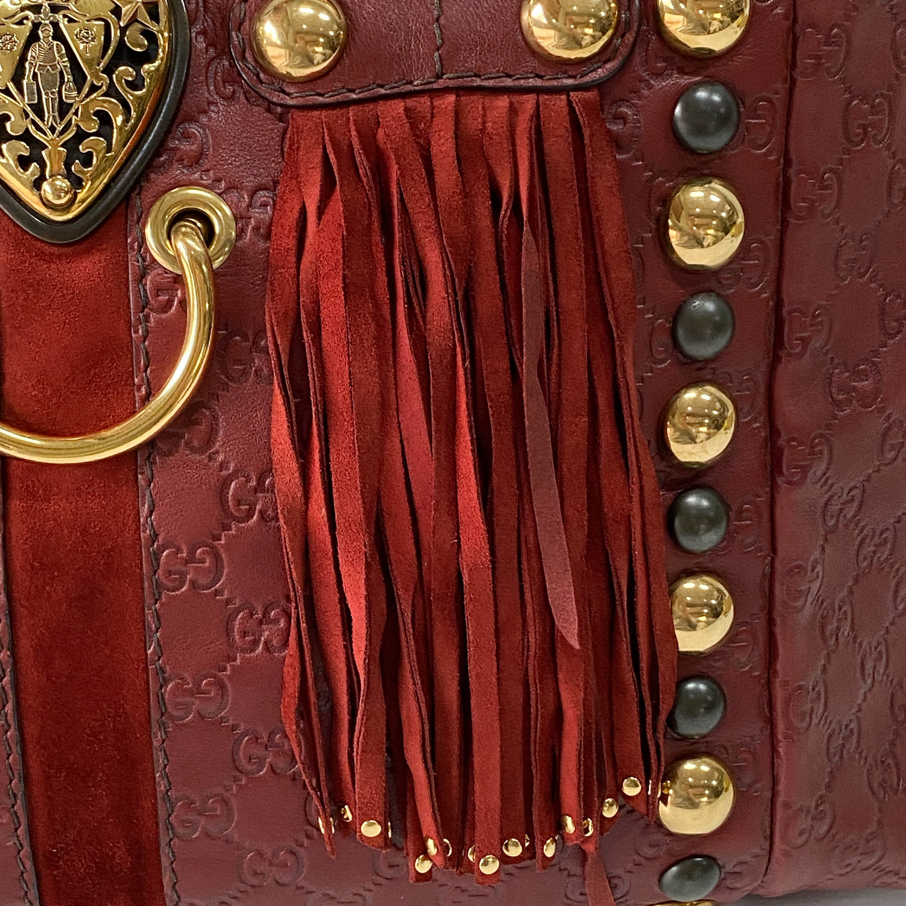 Baboushka Red Leather Tote Bag