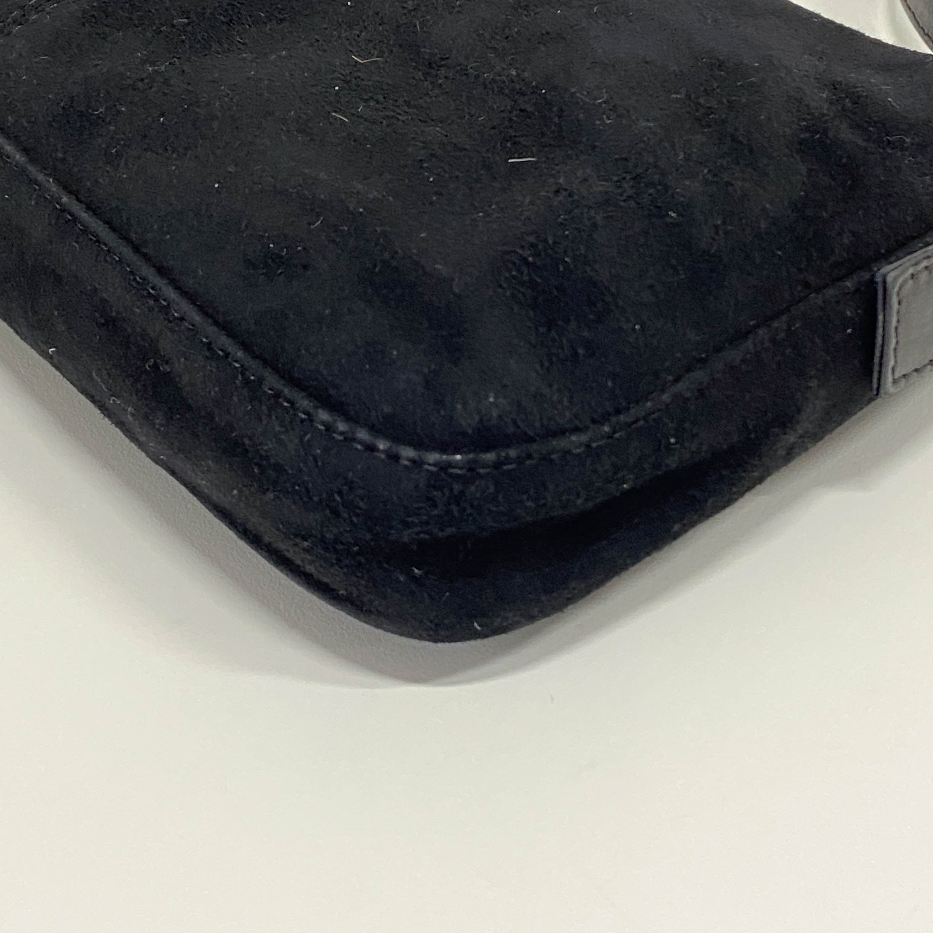 Baguette Black Suede Shoulder Bag