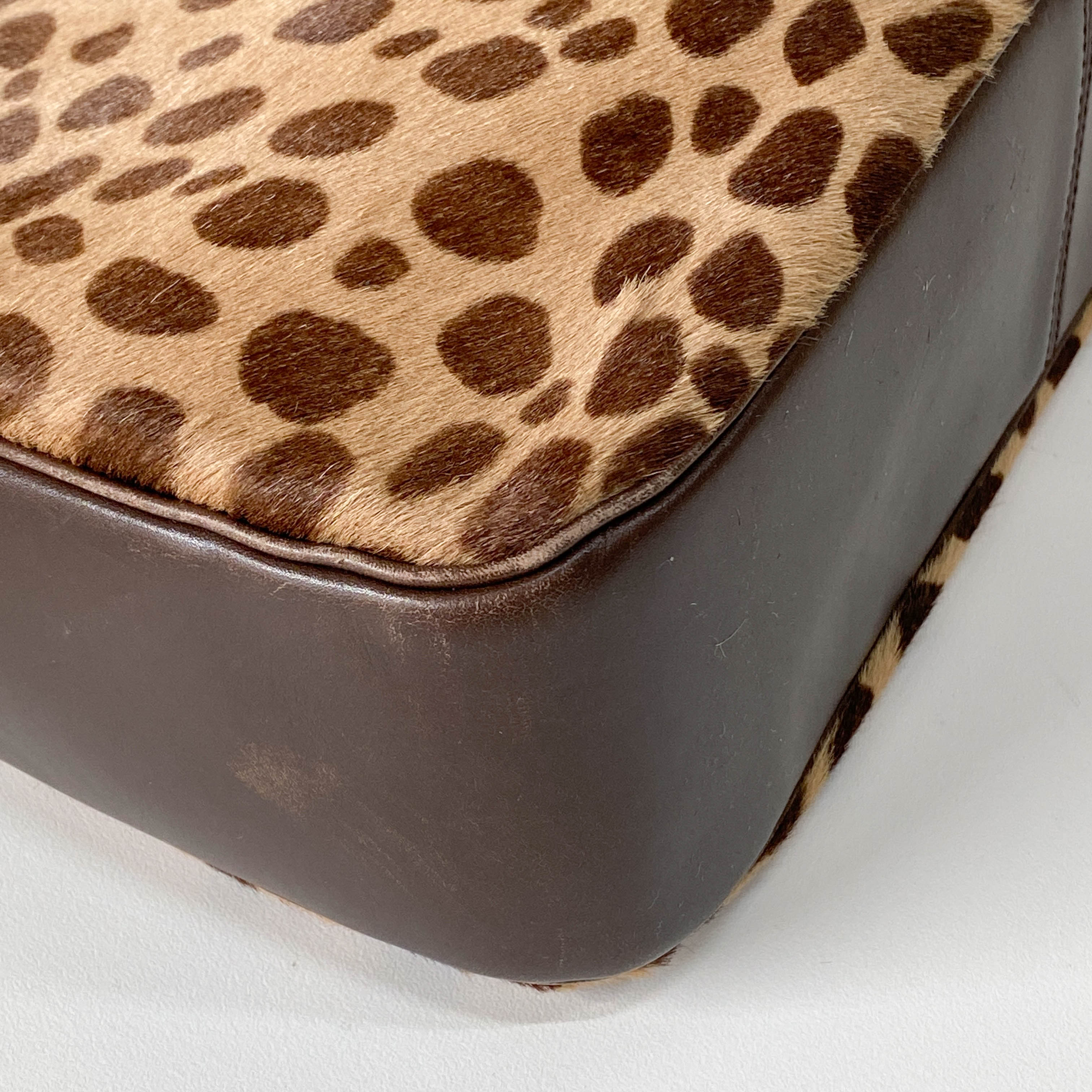Brown Leopard Print Pony Hair Shoulder Bag